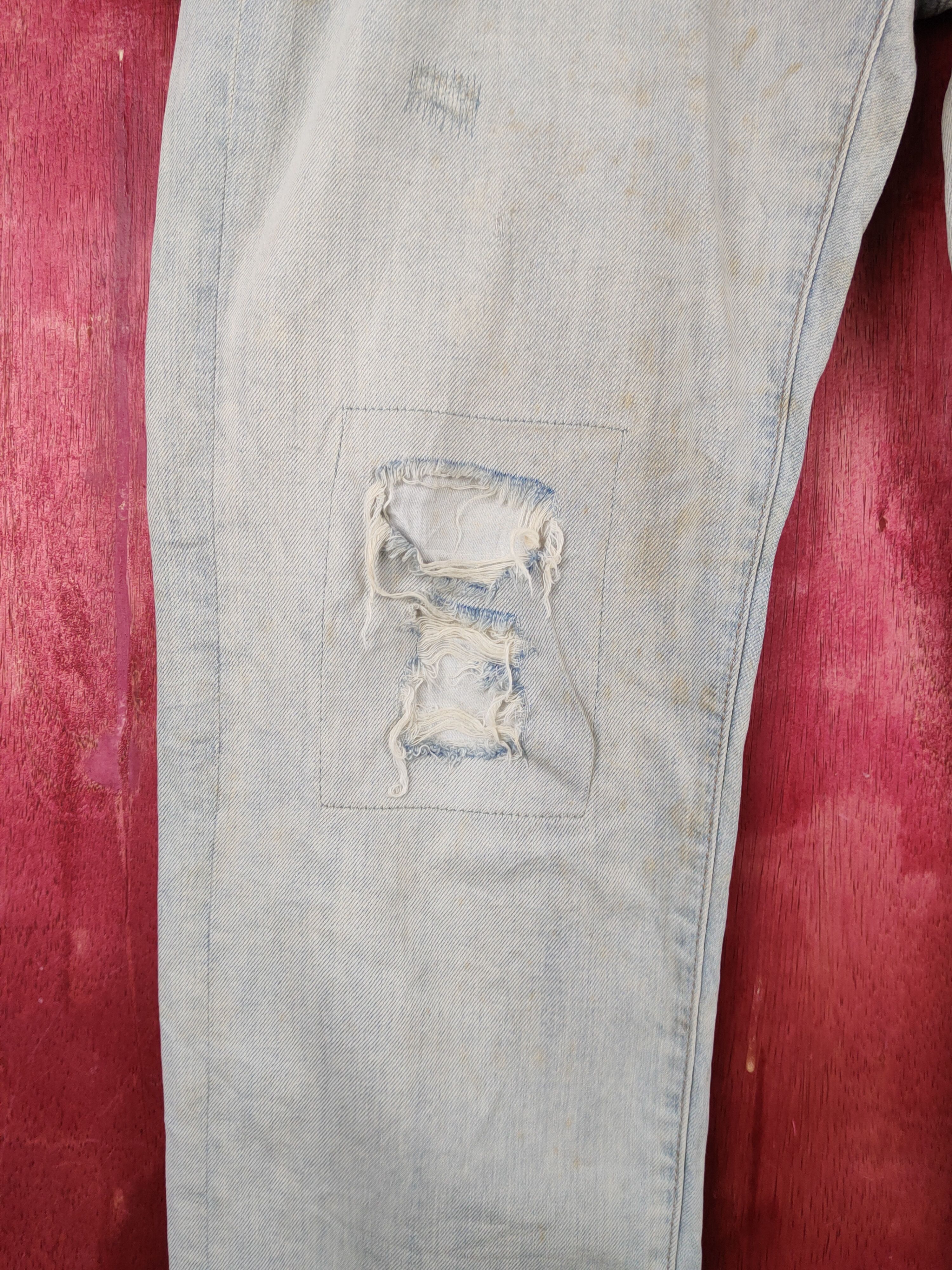 Japanese Brand Uniqlo Faded Distressed dirty patchwork ripped Denim #S1533 Size US 37 - 4 Thumbnail