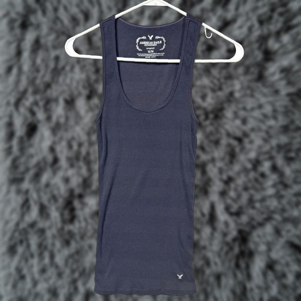 American Eagle Outfitters VINTAGE American Eagle Outfitters Tank Top M Gray Basic Sleeveless Cotton Spandex Scoop Neck Women Womens Size M / US 6-8 / IT 42-44 - 1 Thumbnail