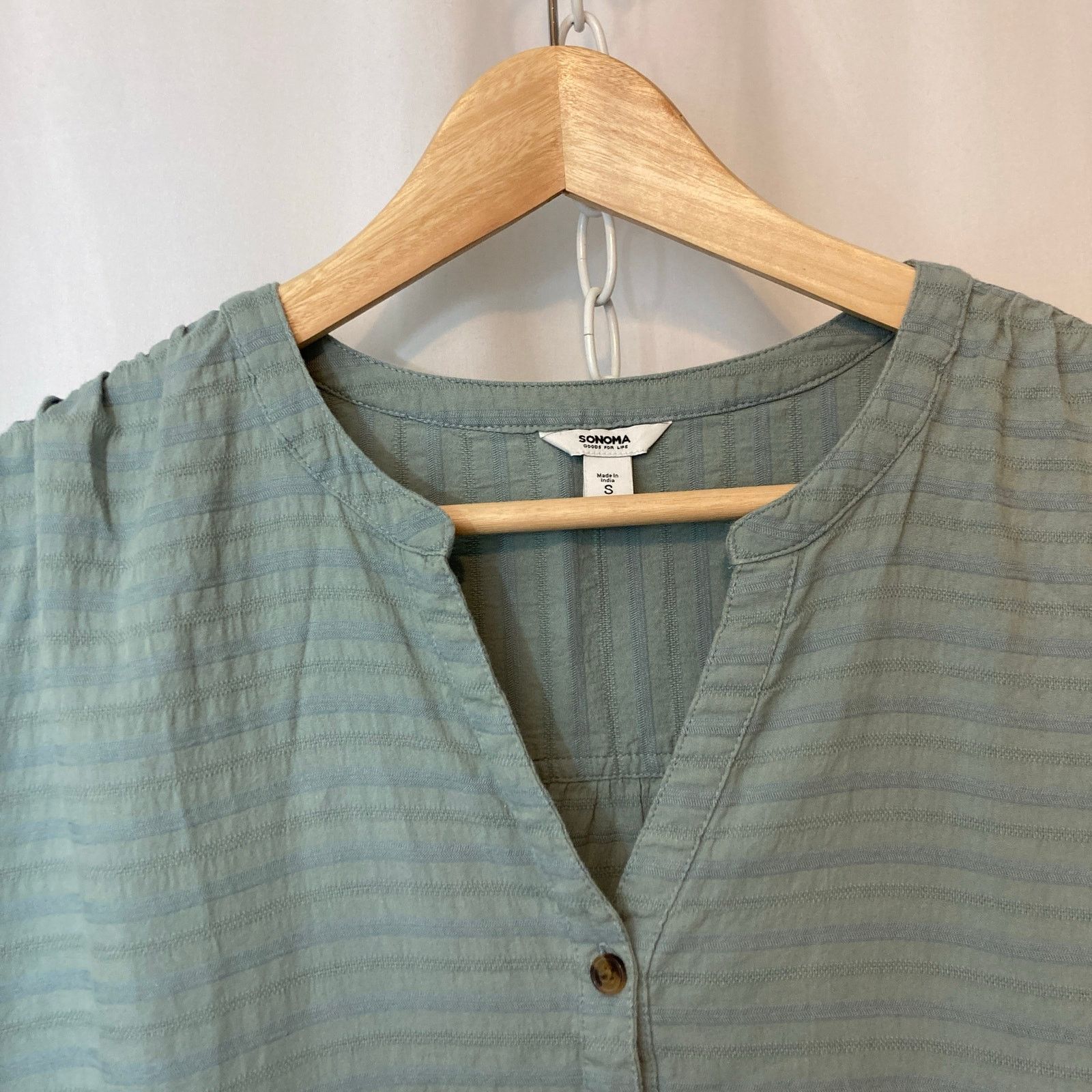 Sonoma Sonoma Light Teal Green Blue Button Front V-Neck Mini Dress Size S / US 4 / IT 40 - 4 Thumbnail