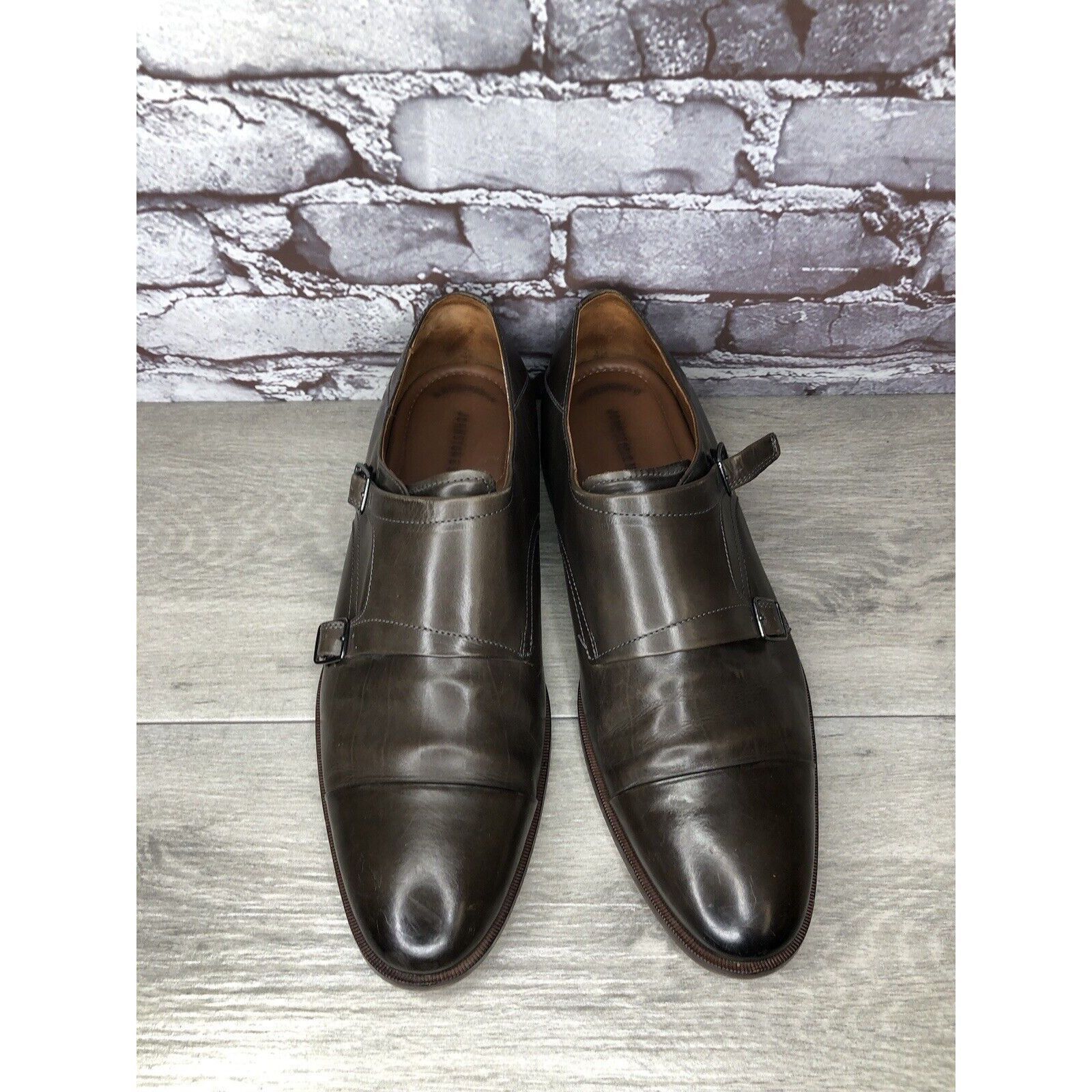 Johnston & Murphy Johnston & Murphy Sheepskin Brown Leather Double Monk Strap Size US 10.5 / EU 43-44 - 17 Thumbnail