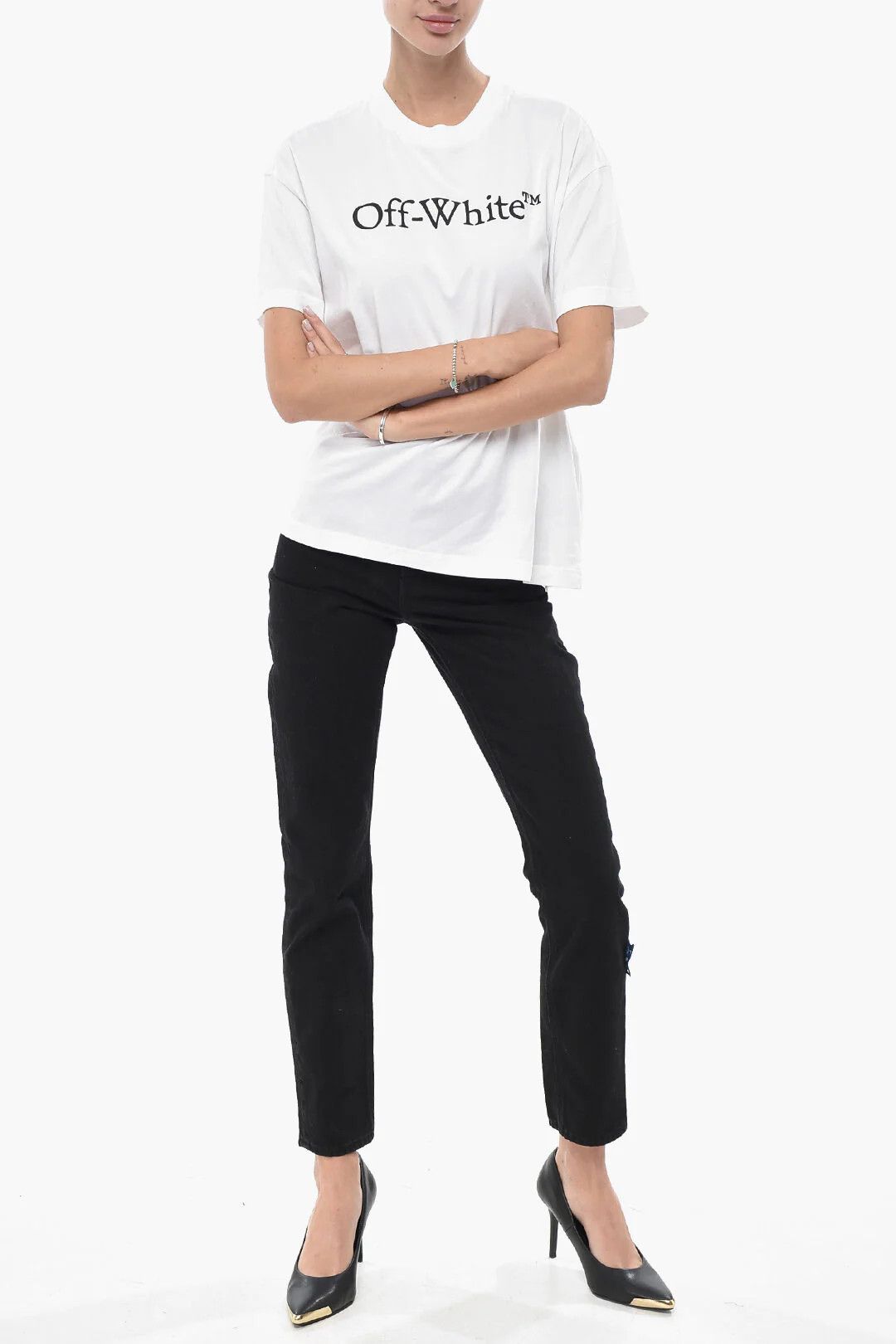 Off-White og1mm0426 Cotton Crewneck T-Shirt in White Size S / US 4 / IT 40 - 4 Thumbnail