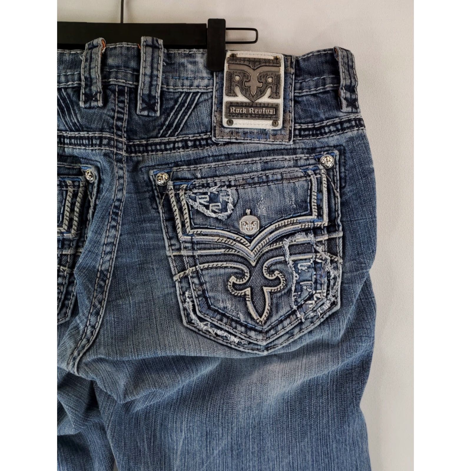 Vintage Rock Revival Jeans Blue Mens 40 Regular 31 Inseam Straight Cace Blue 40x31 Actual Size US 40 / EU 56 - 4 Thumbnail