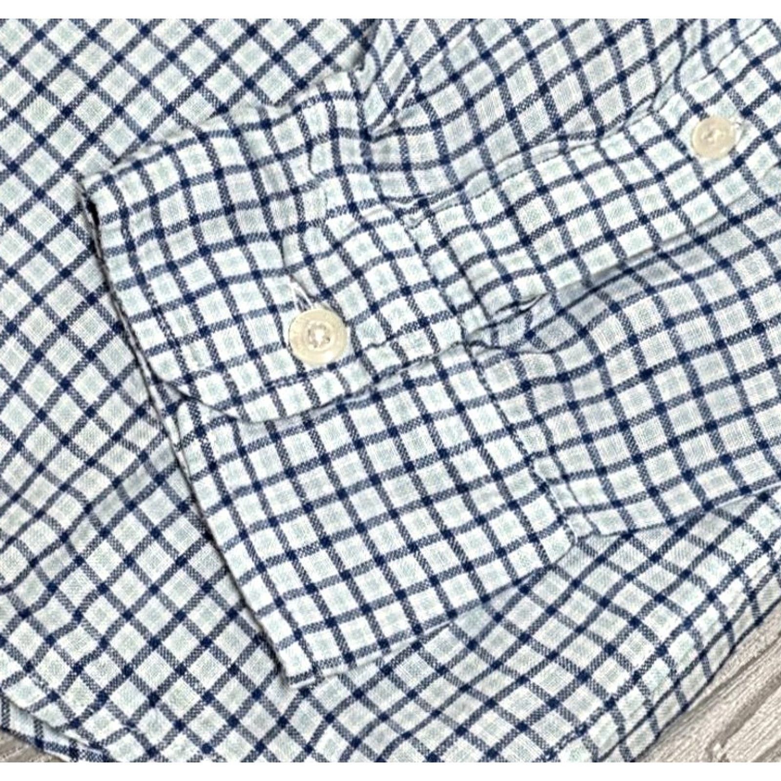 Vineyard Vines Vineyard Vines Button-Up Shirt Mens S Long Sleeve Tattersall Plaid Linen Blue White Shirt Size US S / EU 44-46 / 1 - 6 Thumbnail