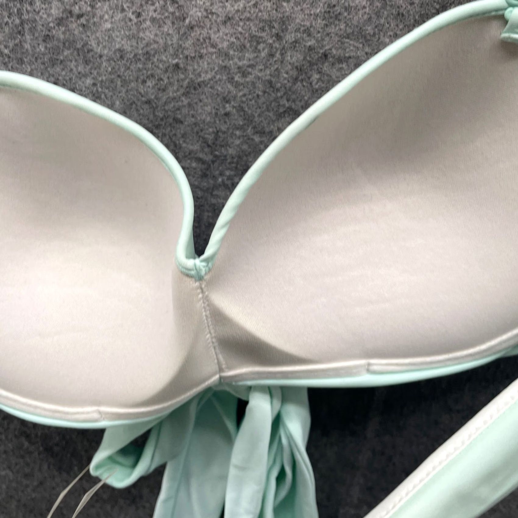 Vintage PINK Victoria's Secret Push Up Bikini Top Womens L Mint Padded Tie Front Halter Swim Top Size L / US 10 / IT 46 - 4 Thumbnail