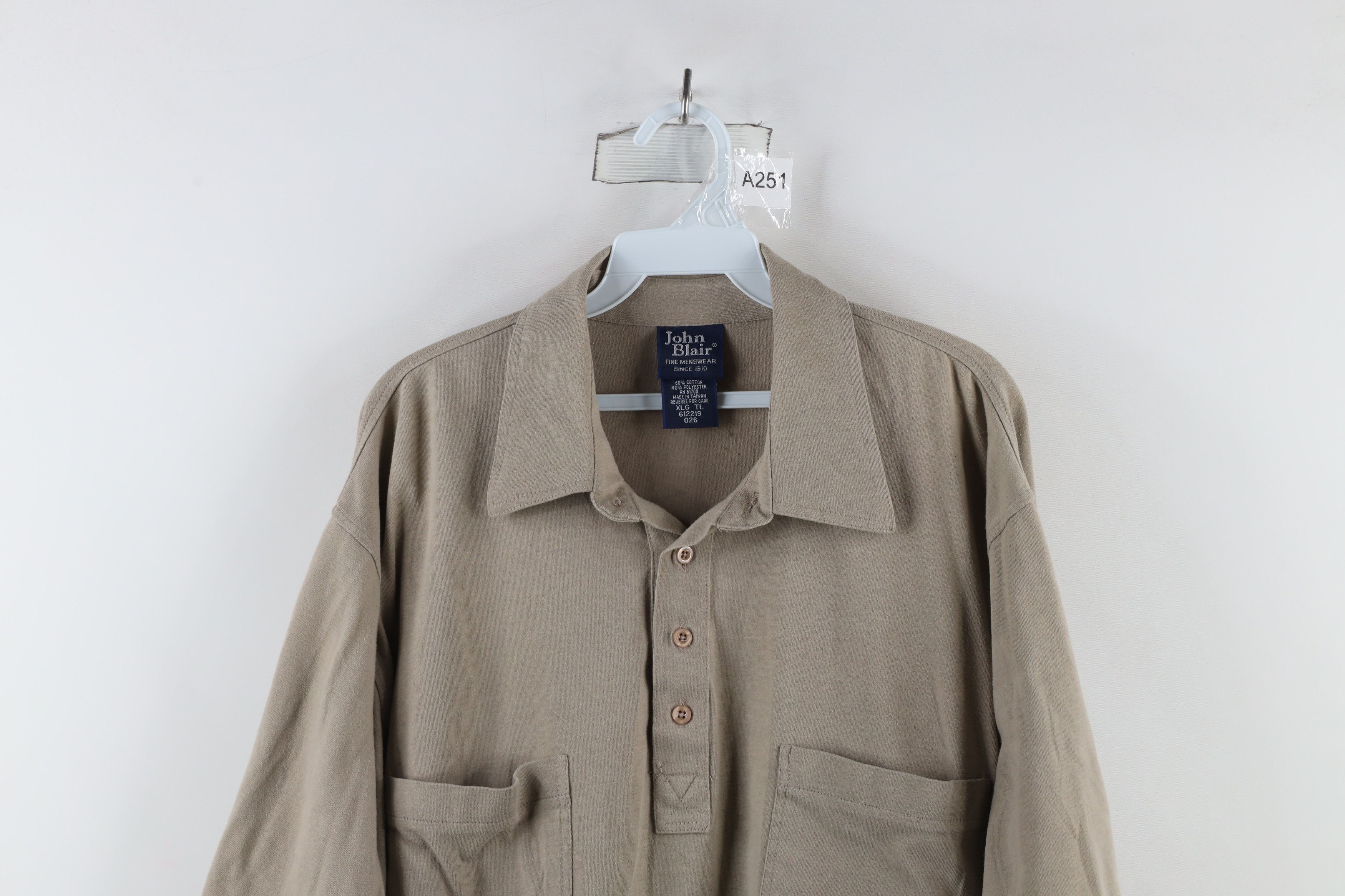 Vintage Vintage 90s Streetwear Collared Pullover Polo Shirt Beige Size US XL / EU 56 / 4 - 2 Thumbnail