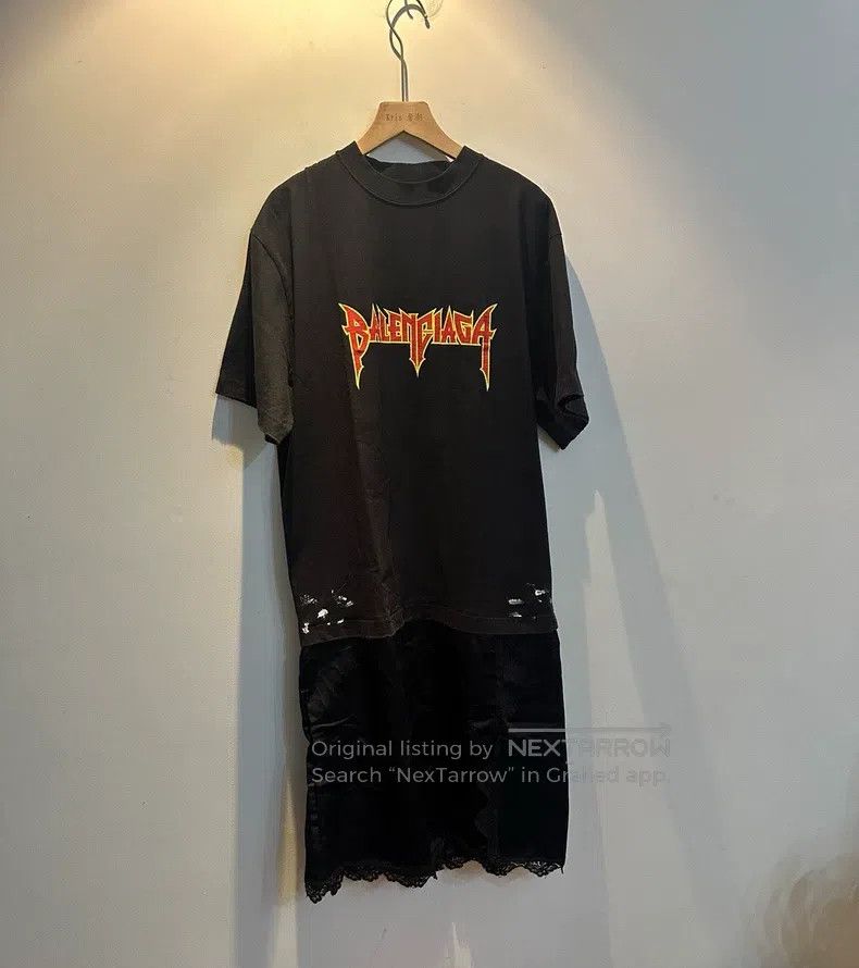 Balenciaga Rock Band Patchwork Short Sleeve Dress
