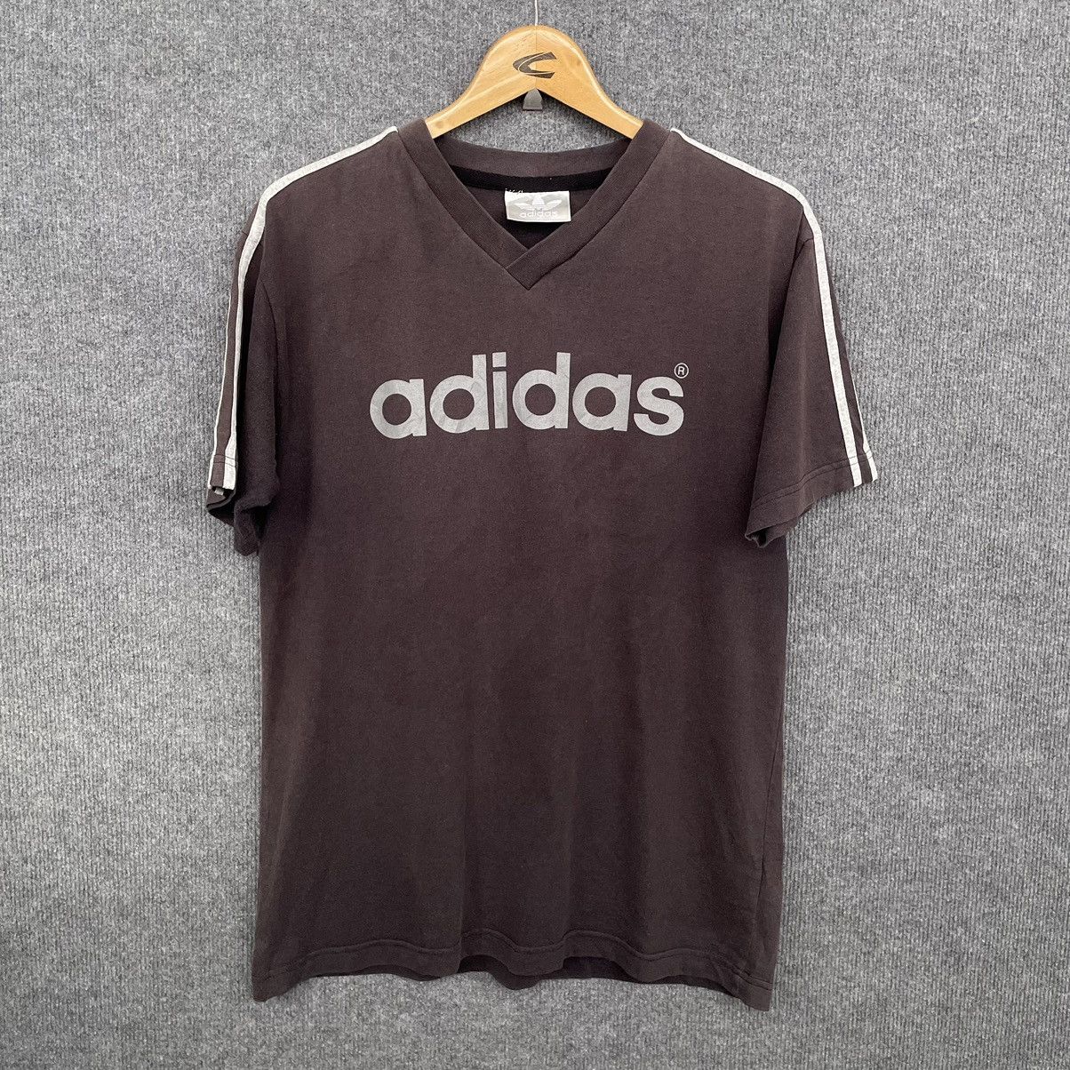 Adidas × Vintage 90s Adidas Big Logo Faded Black Logo T Shirt Size US M / EU 48-50 / 2 - 6 Thumbnail
