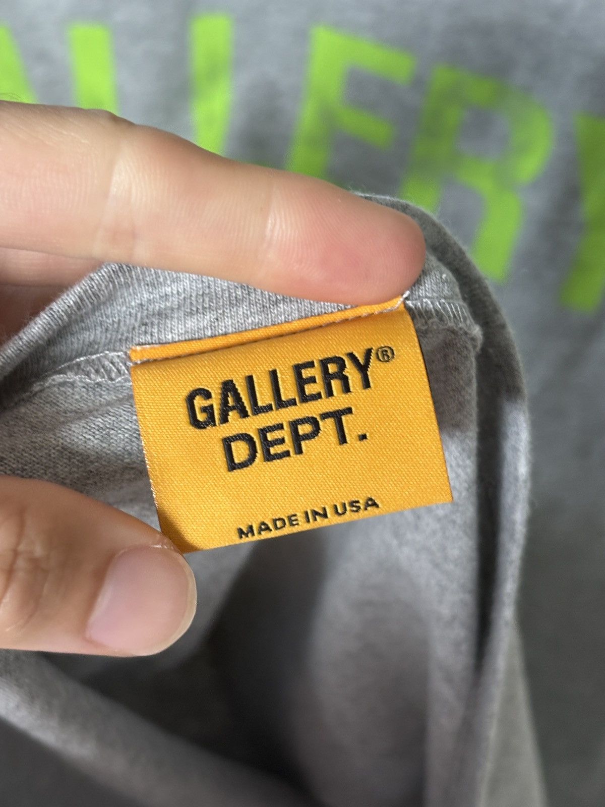 Gallery Dept. GRAY + NEON GREEN - LONG SLEEVE LOGO TEE Size US S / EU 44-46 / 1 - 7 Thumbnail