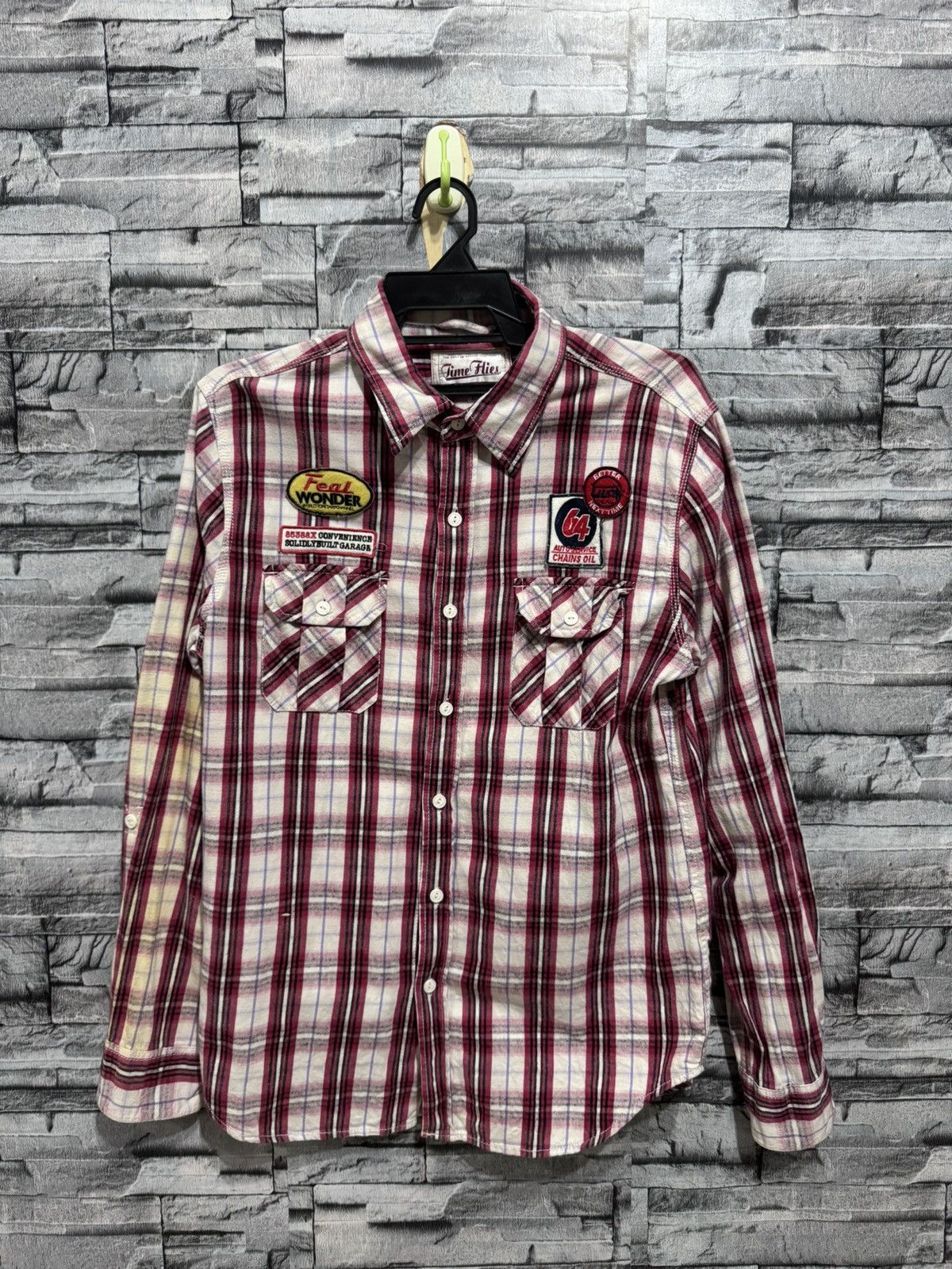 Flannel vintage Flannel Time Flies Patcher design double pocket Size US L / EU 52-54 / 3 - 1 Thumbnail