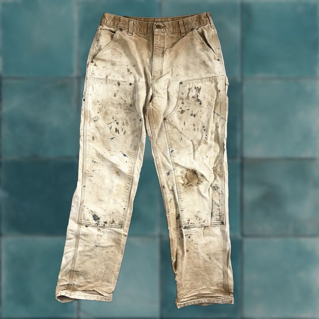 Carhartt VINTAGE Carhartt Carpenter Pants USA B01 Brown Thrashed 34x34 Act 32x32 Size US 34 / EU 50 - 1 Thumbnail