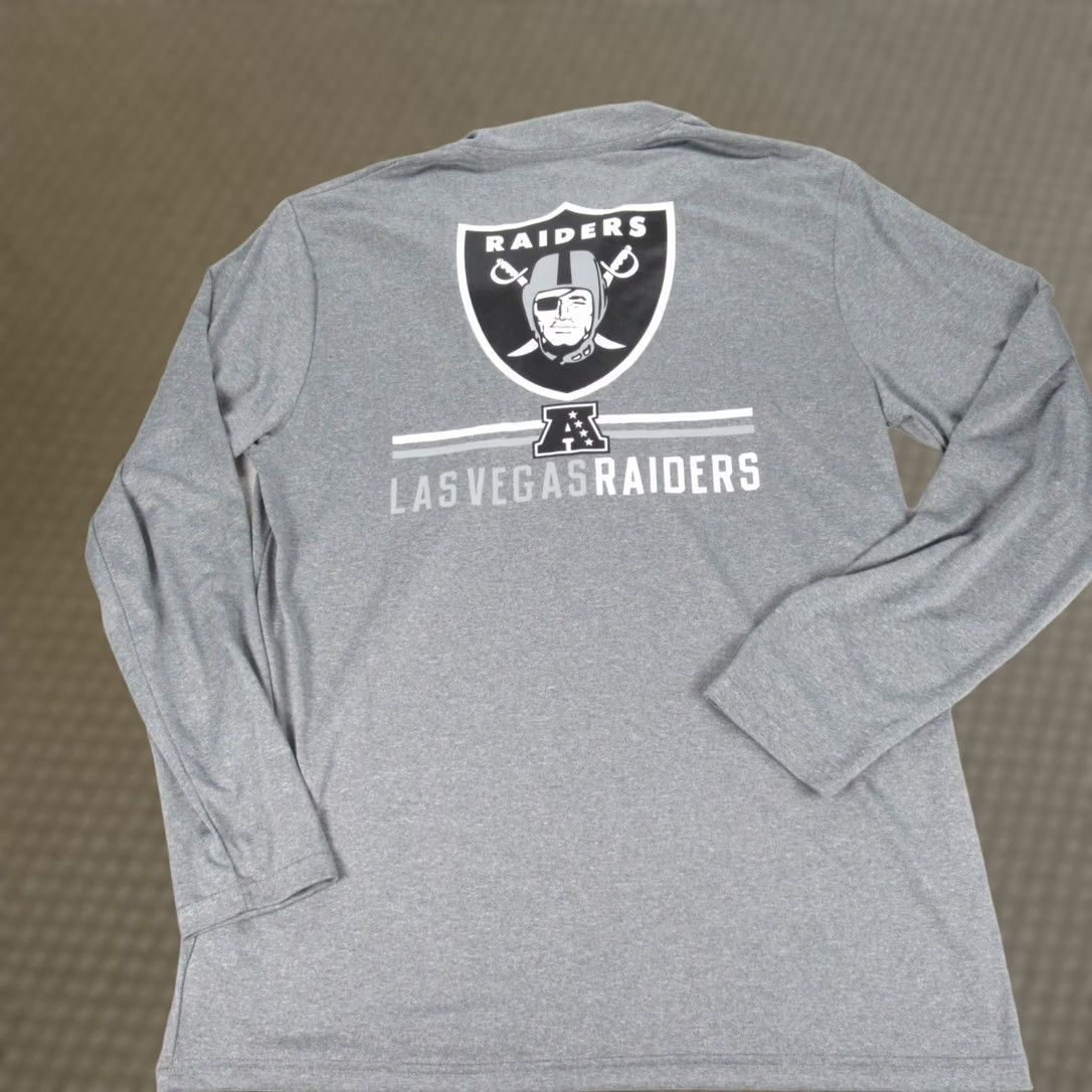 NFL Las Vegas Raiders Shirt Mens L NFL Gray Long Sleeve Quarter Zip Pullover Size US L / EU 52-54 / 3 - 1 Thumbnail