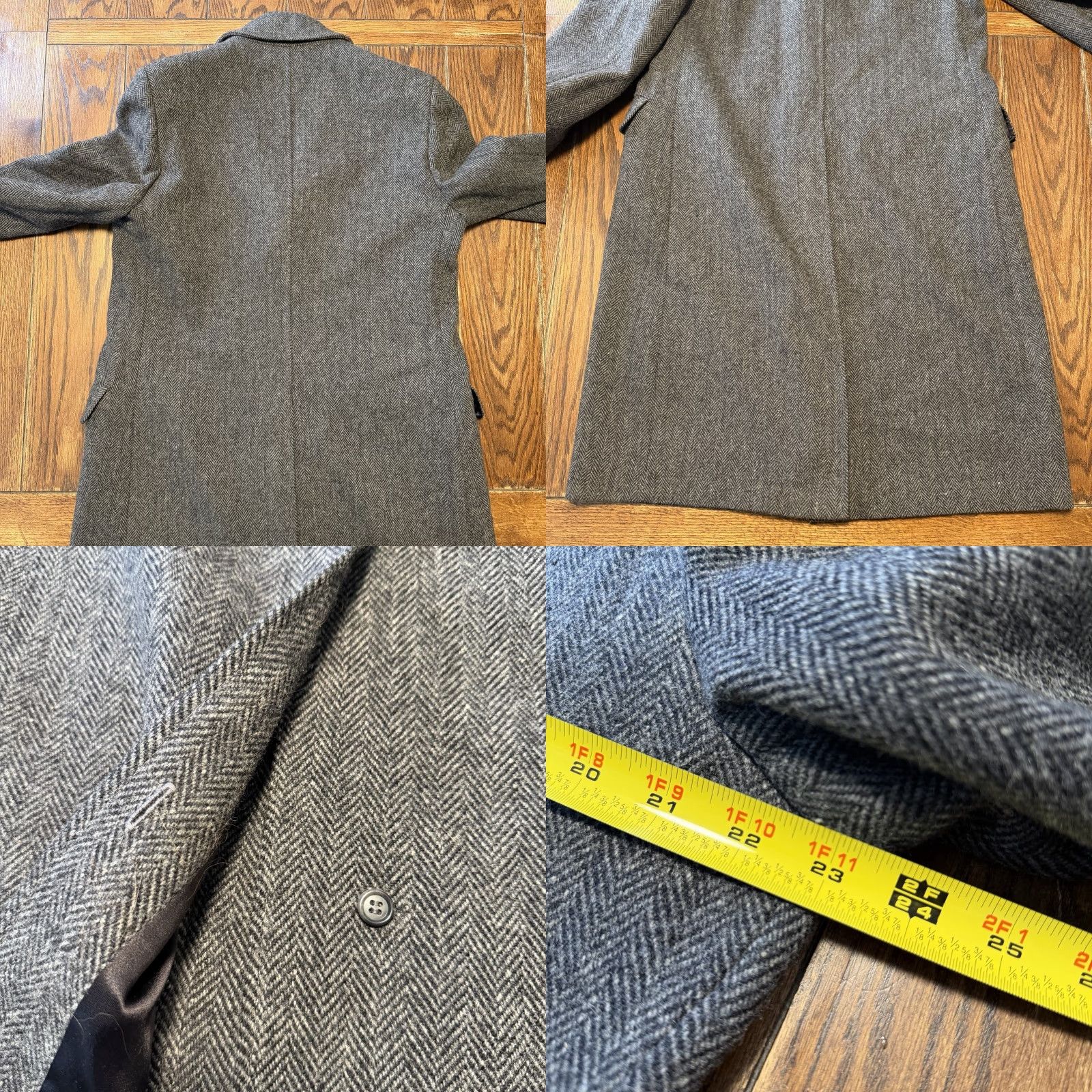 London Fog VINTAGE London Fog Overcoat Men 42L Tweed Herringbone Wool Heavy Academia Trench USA Coat Long 80s 90s College Preppy Wool Black Gray Mens Size US S / EU 44-46 / 1 - 9 Thumbnail