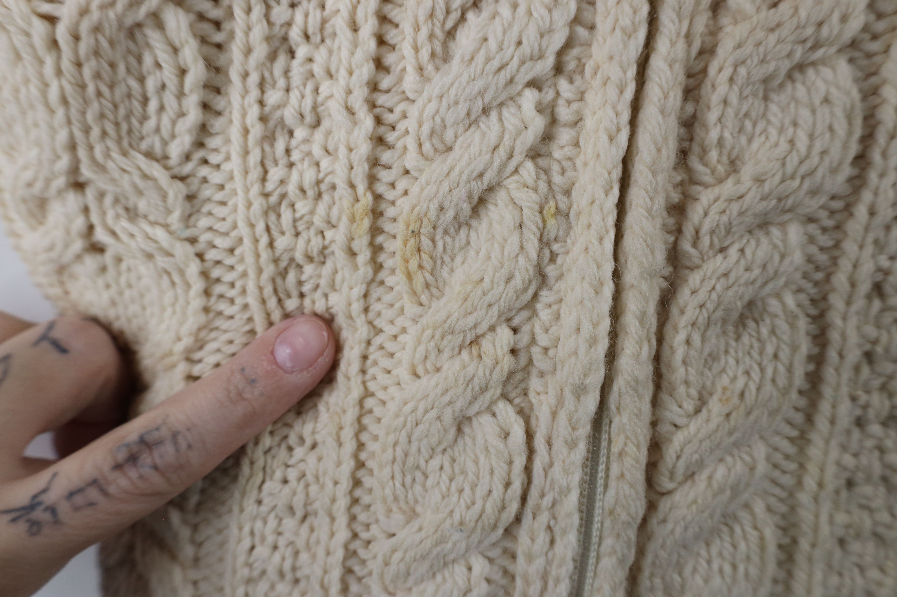 Vintage Vintage 90s Irish Wool Fisherman Knit Full Zip Sweater Size S / US 4 / IT 40 - 4 Thumbnail