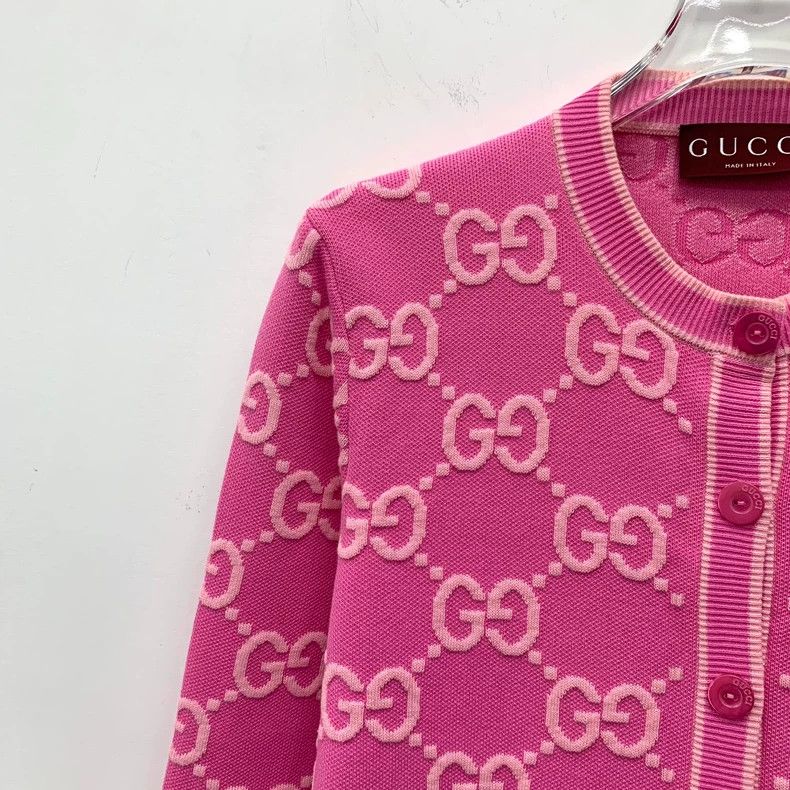 Gucci Gucci 24 pink logo jacquad full printed cotton round neck Size S / US 4 / IT 40 - 3 Thumbnail