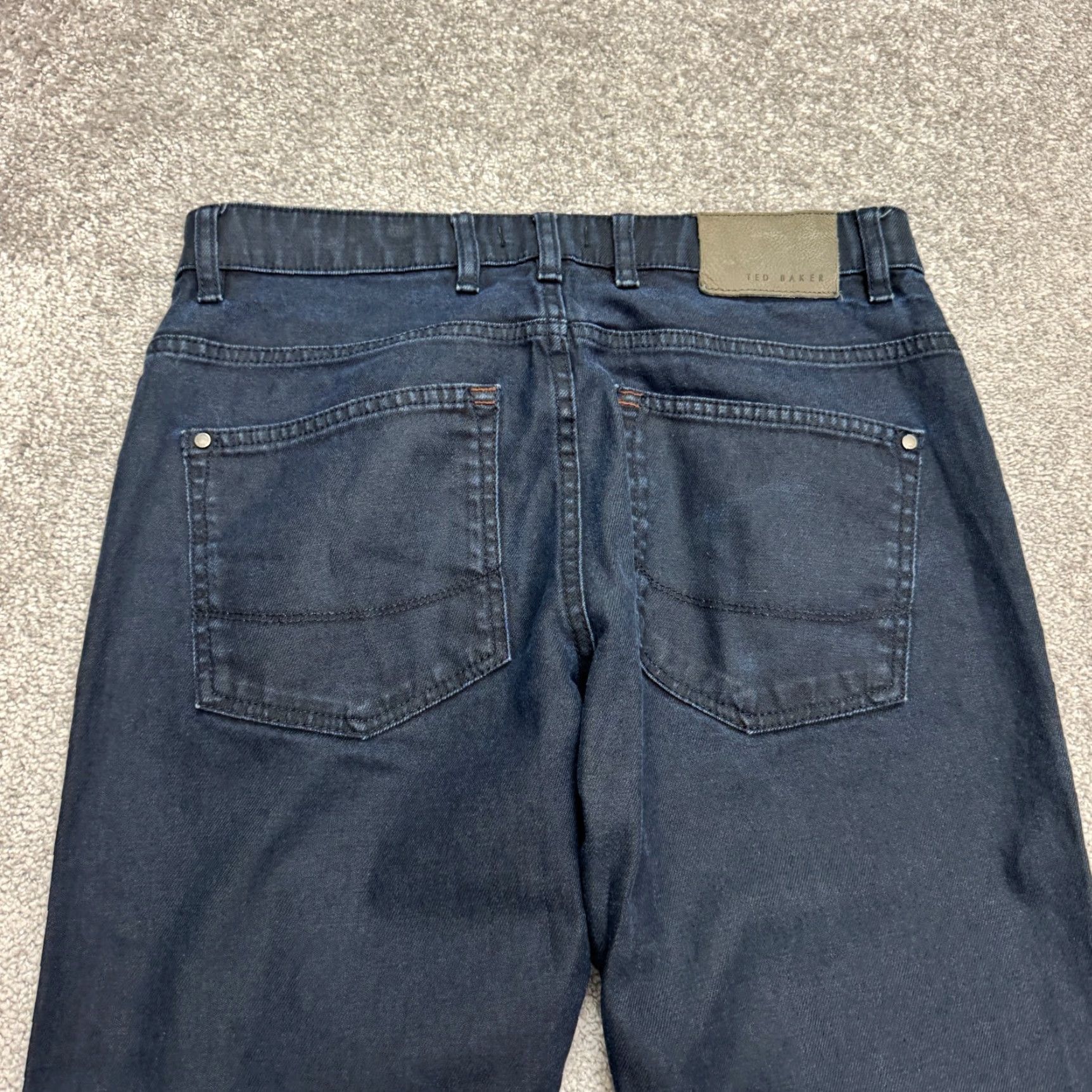 Ted Baker Ted Baker London Jeans Denim Straight Leg Button Fly Mens 32 Blue Dark Wash 5-Pocket Regular Size US 32 / EU 48 - 4 Thumbnail