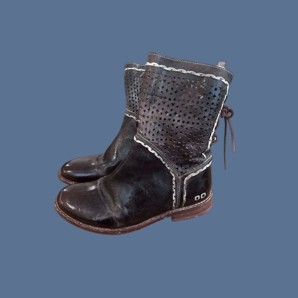 Bed Stu VINTAGE Bed|Stü Cobbler Boots Women Size 7.5 Leather Brown Distressed Lace Up Back Leather Combat Boot Womens Size US 8 / IT 38 - 1 Thumbnail
