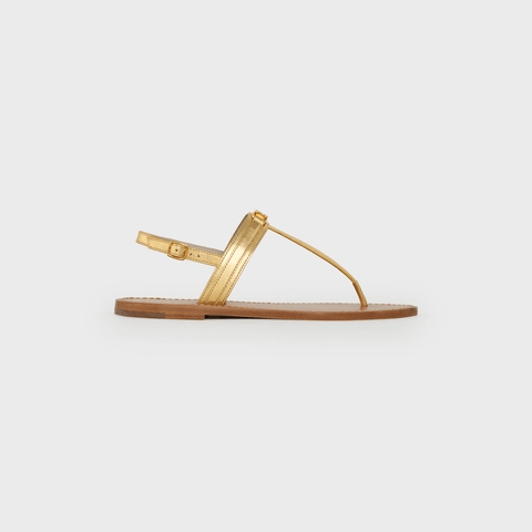 o1bcso1str0724 Sandal Flat 05 Metalized Calfskin in Gold