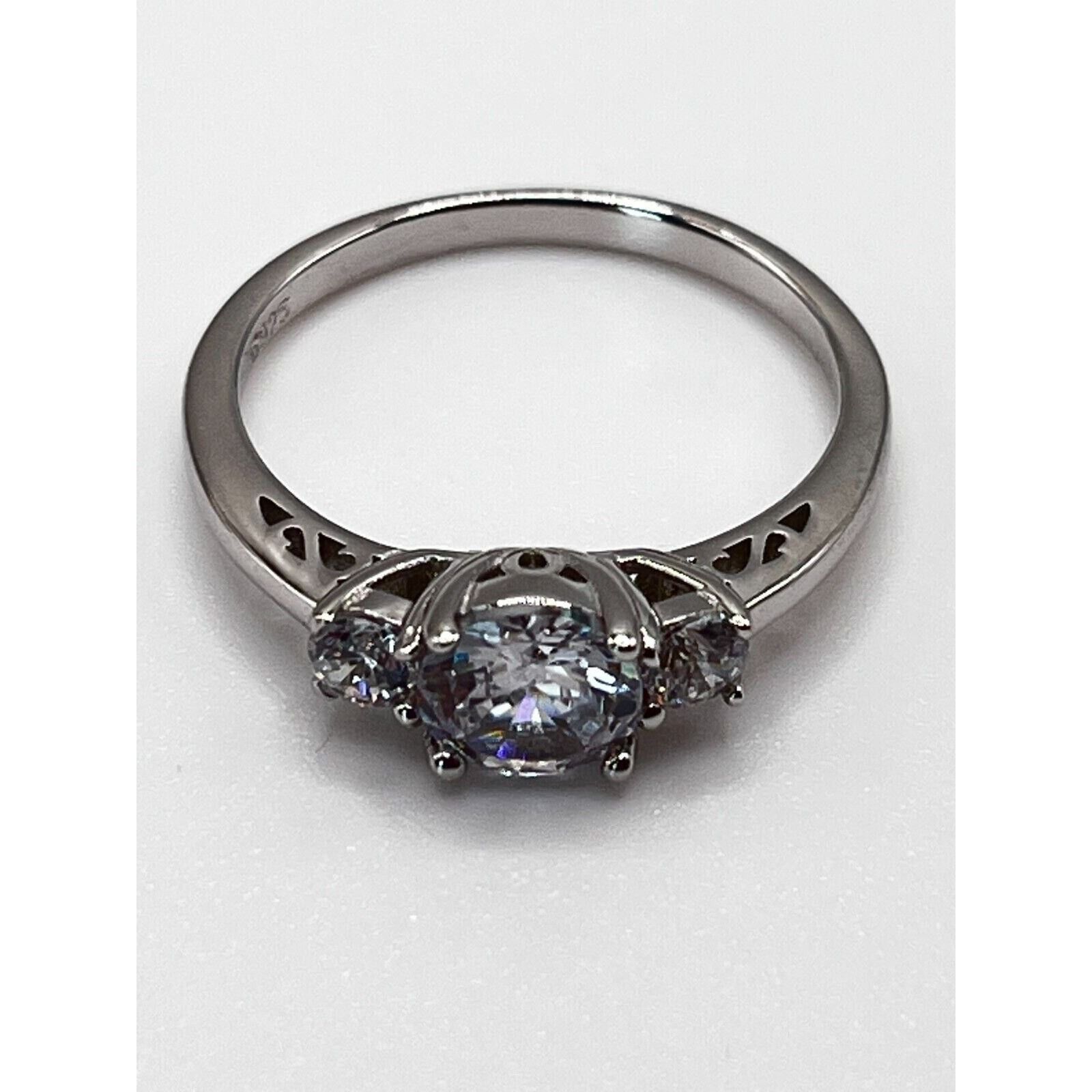 The Unbranded Brand ESTATE 3-STONE CUBIC ZIRCONIA STERLING RING, SIZE 8 Size ONE SIZE - 1 Thumbnail