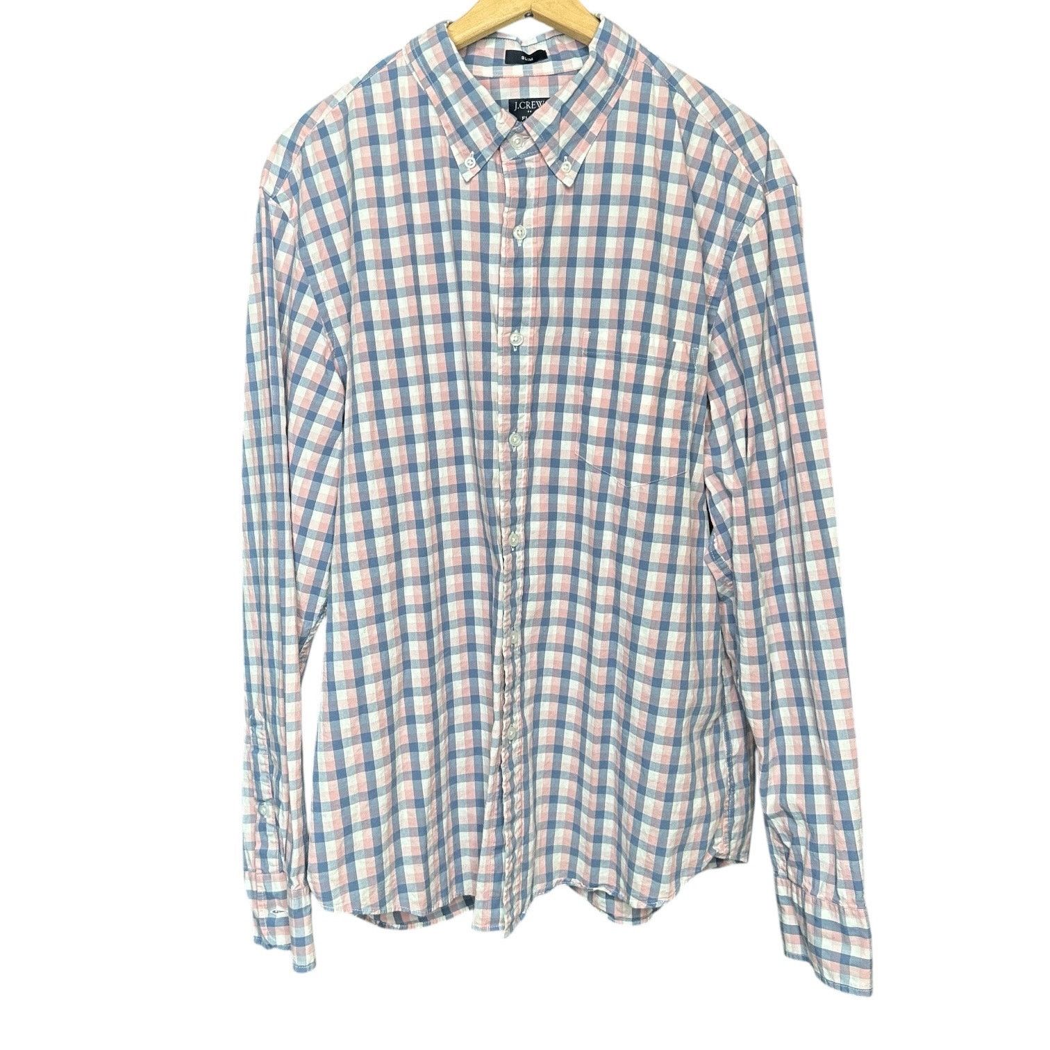 J.Crew J. Crew Slim Fit Pink and Blue Check Button Down Shirt XL Size US XL / EU 56 / 4 - 1 Thumbnail