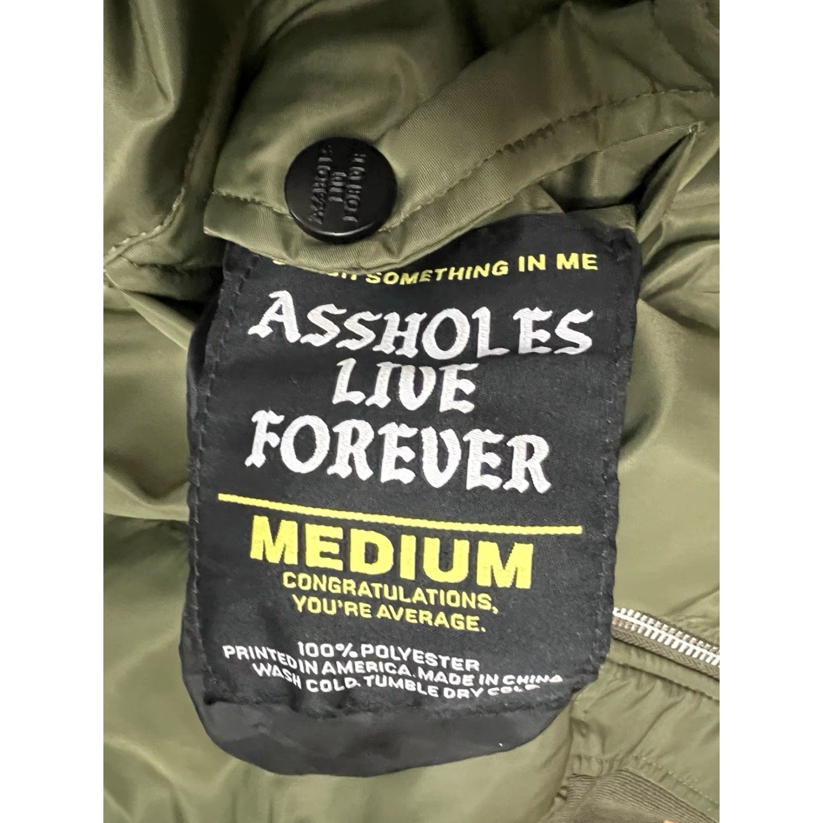 Olive EUC A**holes Live Forever Reversible Bomber Jacket Green/Orange Size M Size US M / EU 48-50 / 2 - 7 Thumbnail