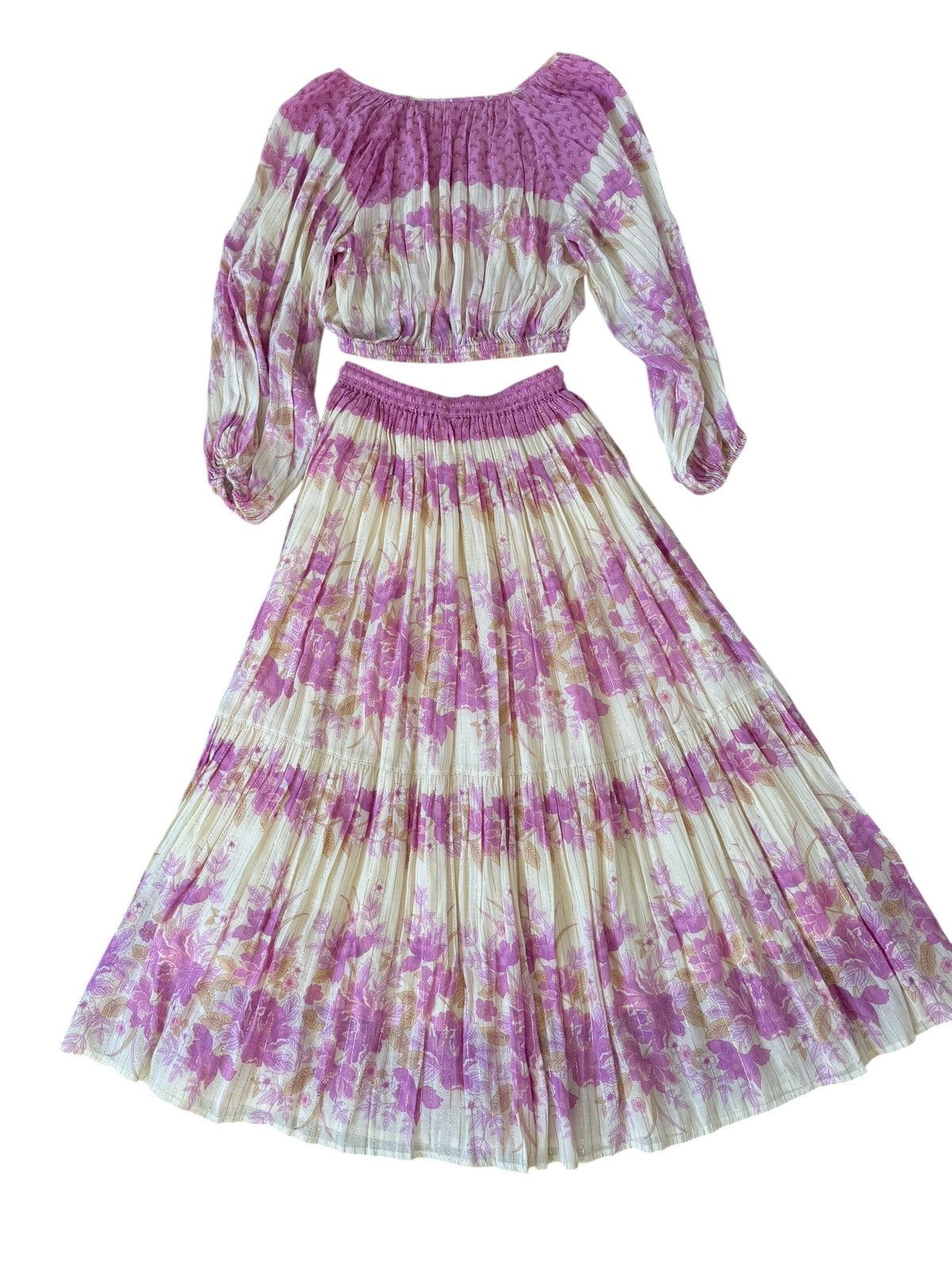 Spell SPELL & GYPSY Set Pink Skirt Blouse LEI MAXI White Floral XS Size 27" / US 4 / IT 40 - 4 Thumbnail