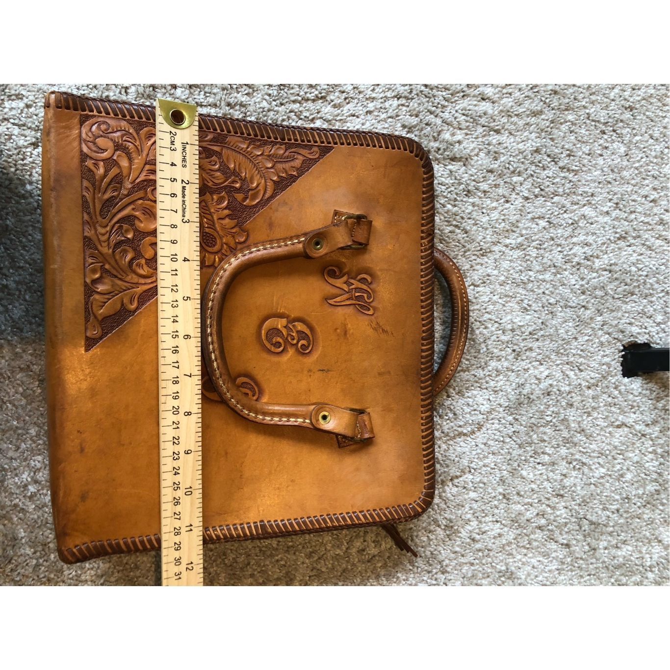 Other Vintage “W.E.J.” Initialed Women’s Brown Leather Hand Bag Size ONE SIZE - 8 Thumbnail