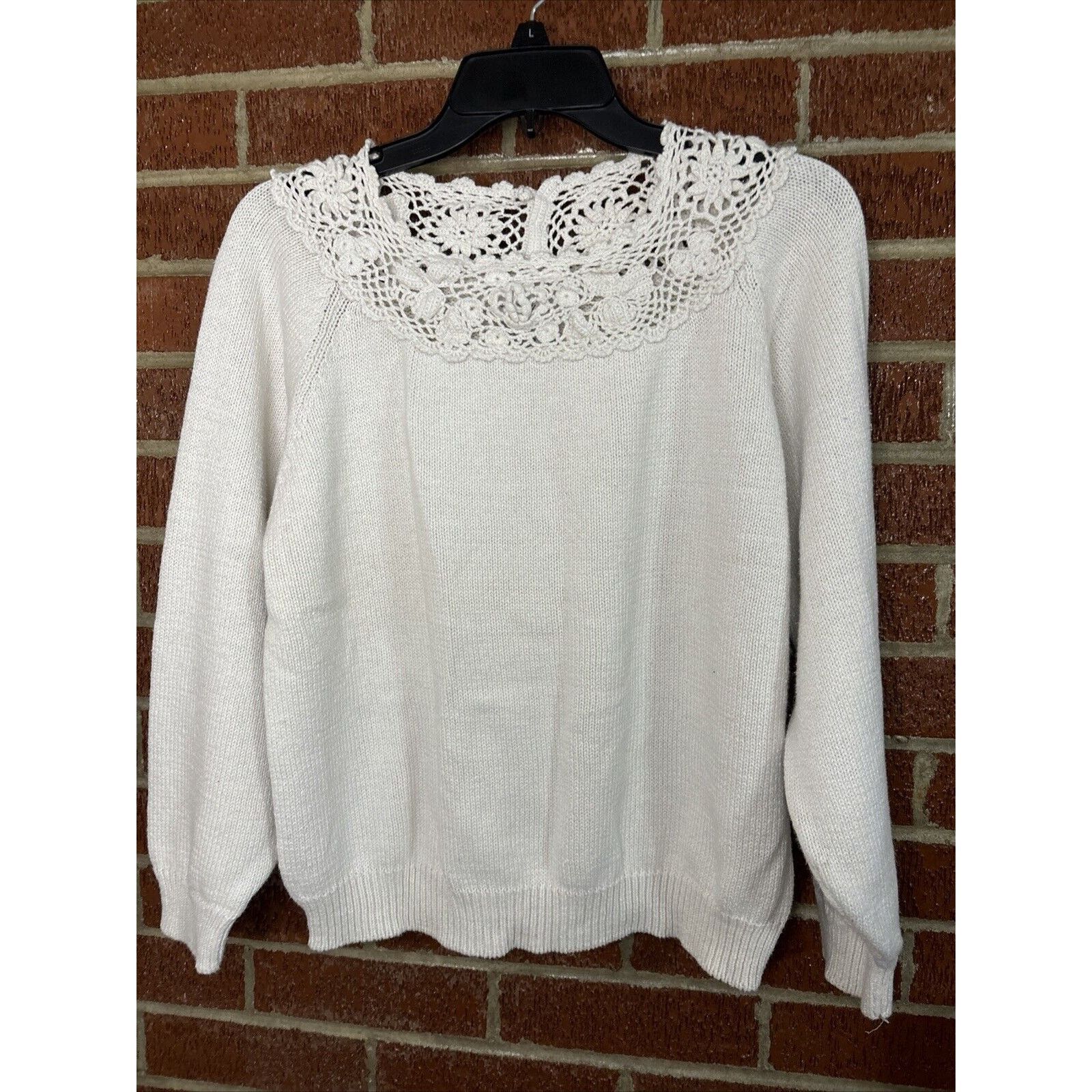 Other Vintage Margules Women’s Sweater Crochet Cream Pearl Large Size L / US 10 / IT 46 - 1 Thumbnail