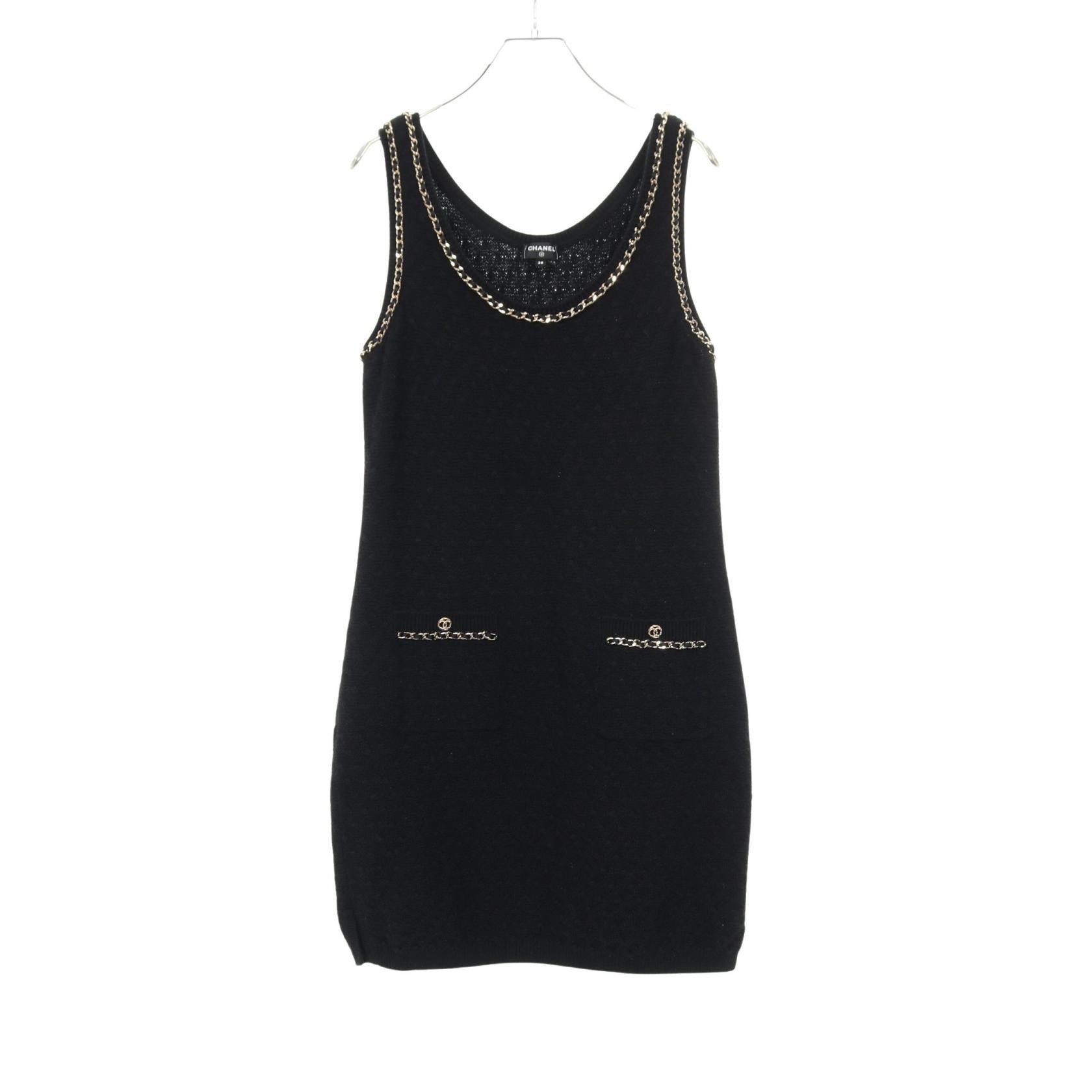 Chanel Chanel Chanel Coco Mark Chain Trim Cashmere Dress Textile Dresses DUTY FREE for USA Size ONE SIZE - 1 Thumbnail