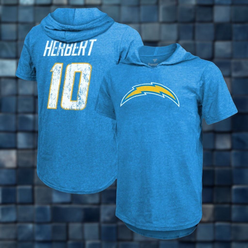 NFL VINTAGE? No. LA Chargers NFL Justin Herbert Hoodie L Mens Blue Jersey Pullover Hooded Football Shirt? Size US L / EU 52-54 / 3 - 1 Preview