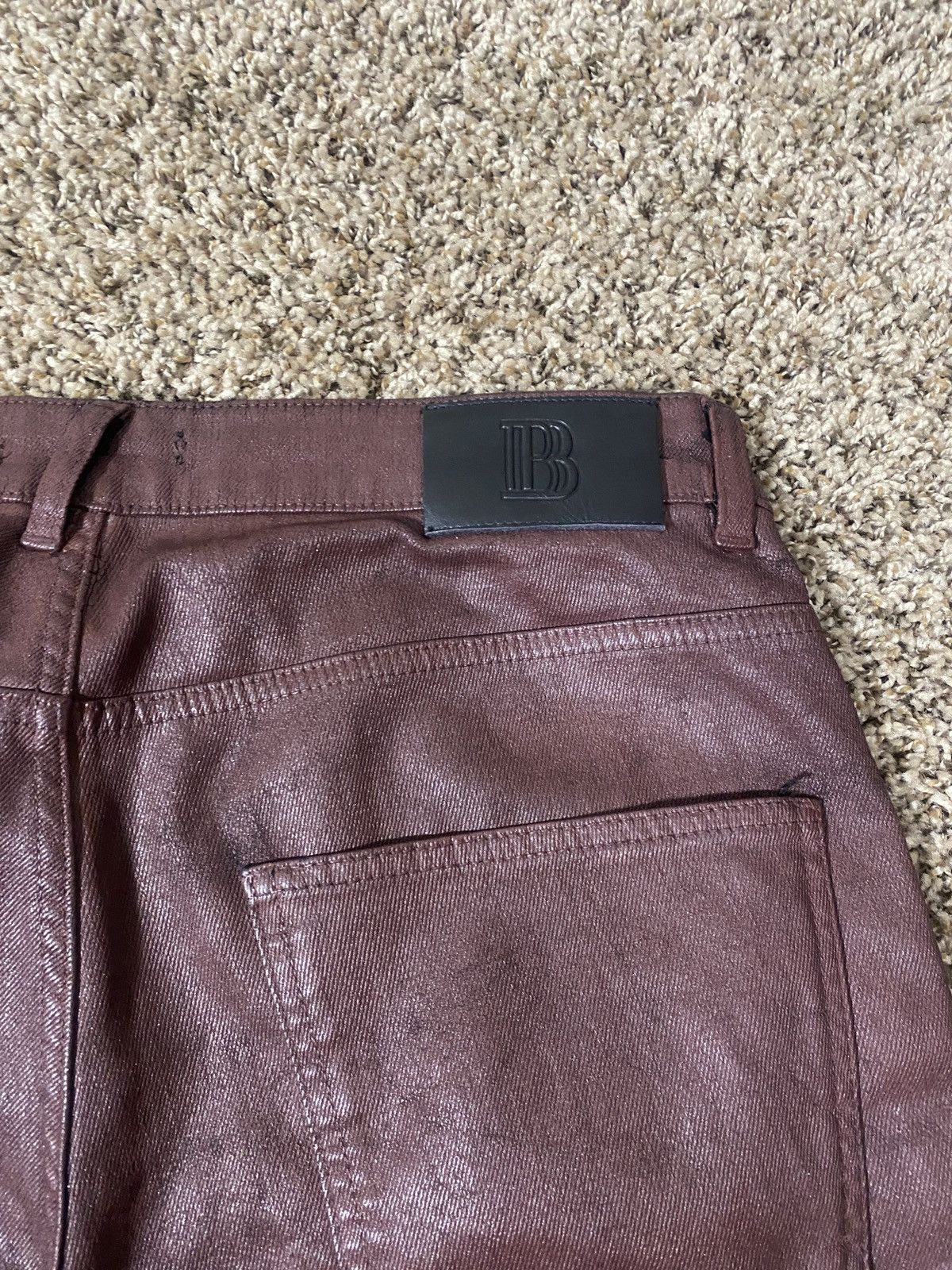 Balmain Pierre Balmain 2010s Brown Wax Painted Biker Denim Jeans Size US 33 - 5 Thumbnail