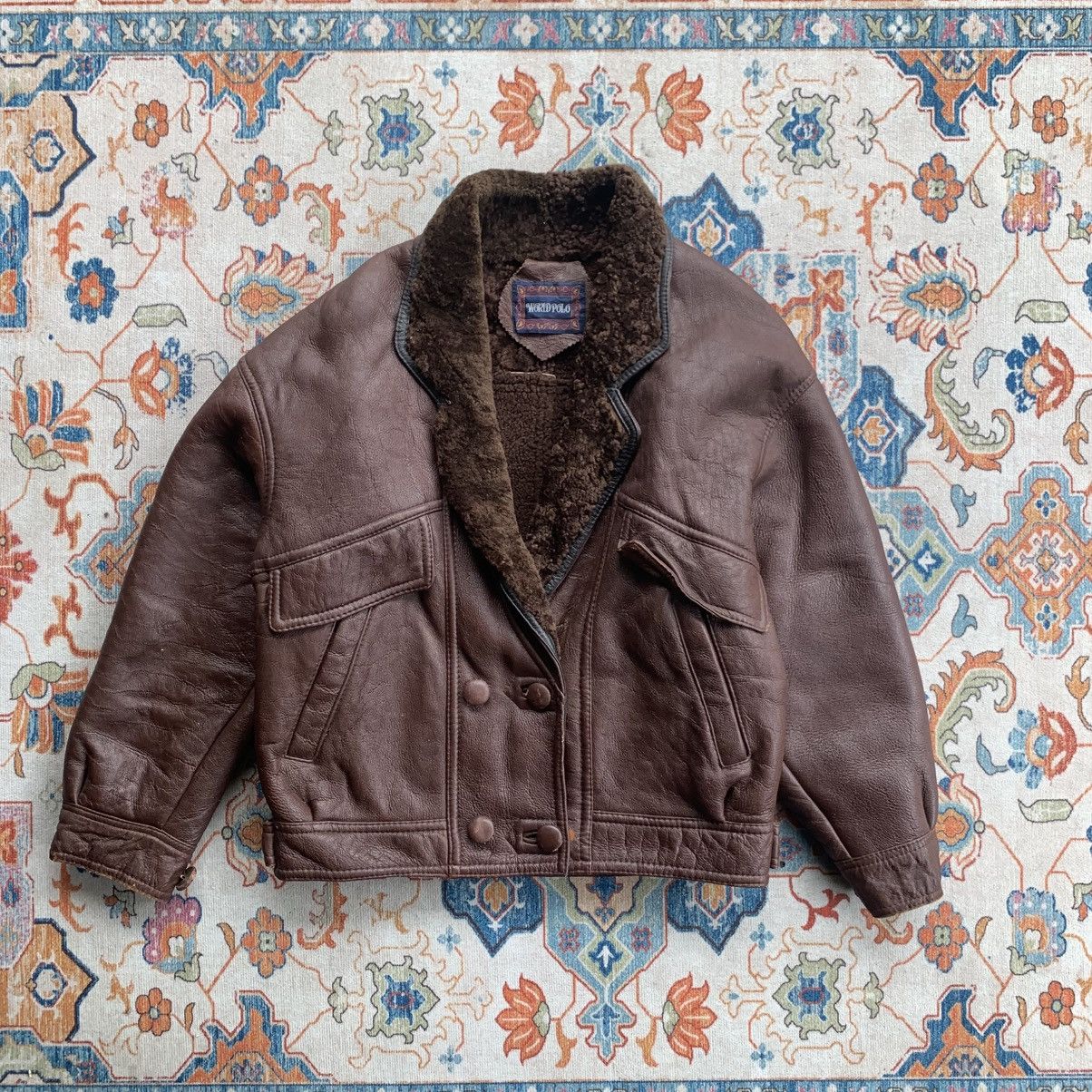14th Addiction Vintage World Polo Shearling Leather Jacket Size US L / EU 52-54 / 3 - 4 Thumbnail