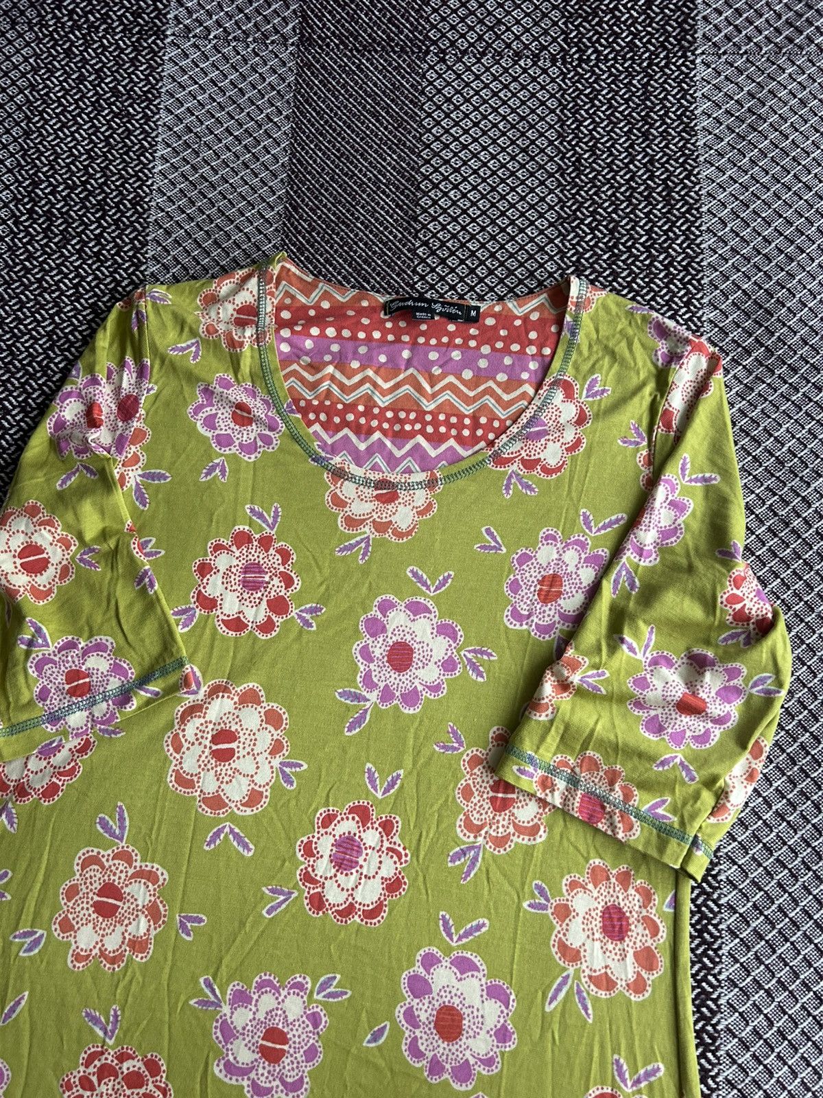 Gudrun Sjoden Gurdun Sjoden Green Floral 3/4 Sleeve Midi Dress Size Medium Size M / US 6-8 / IT 42-44 - 6 Thumbnail