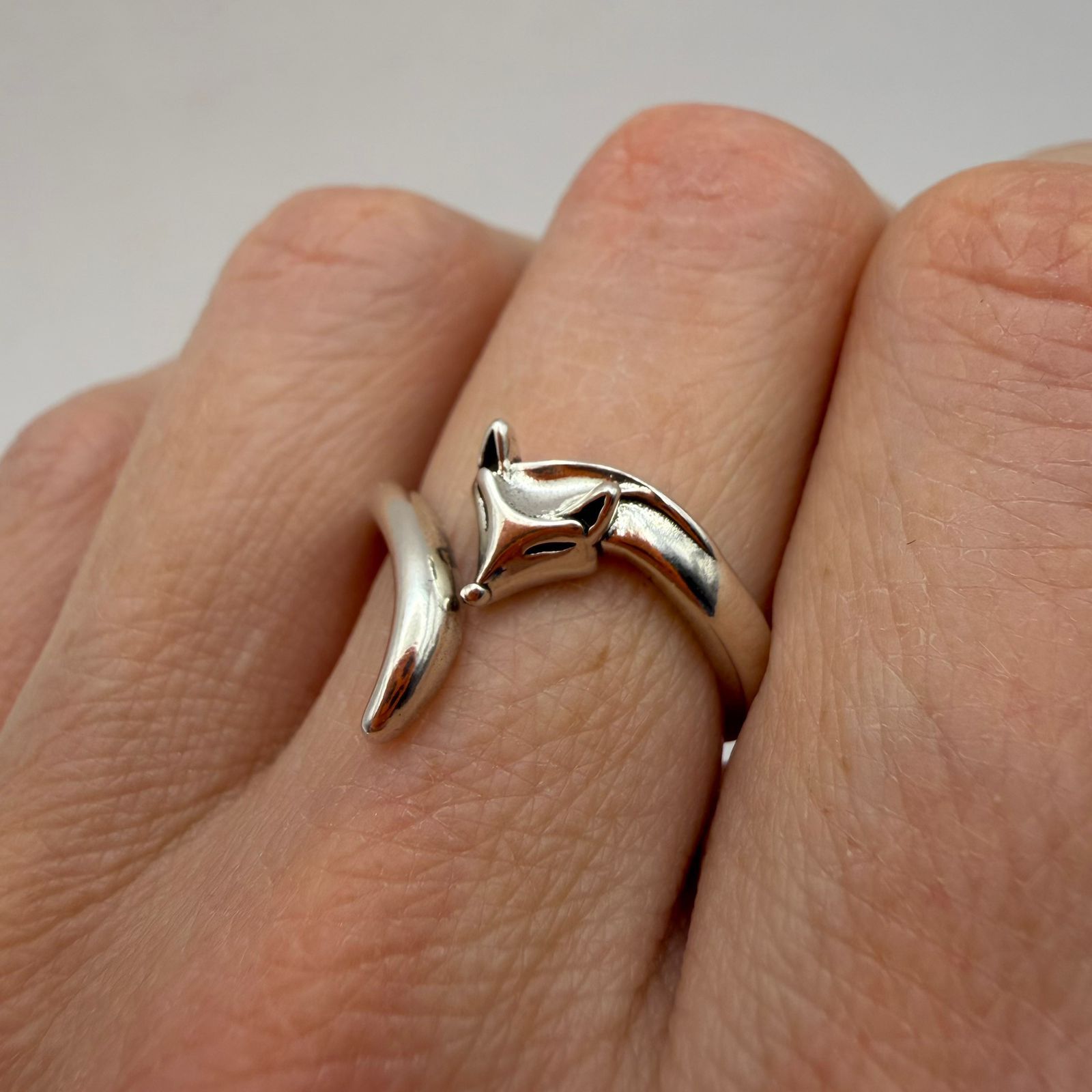 925 Sterling Silver Fox Ring Adjustable Minimalist Animal