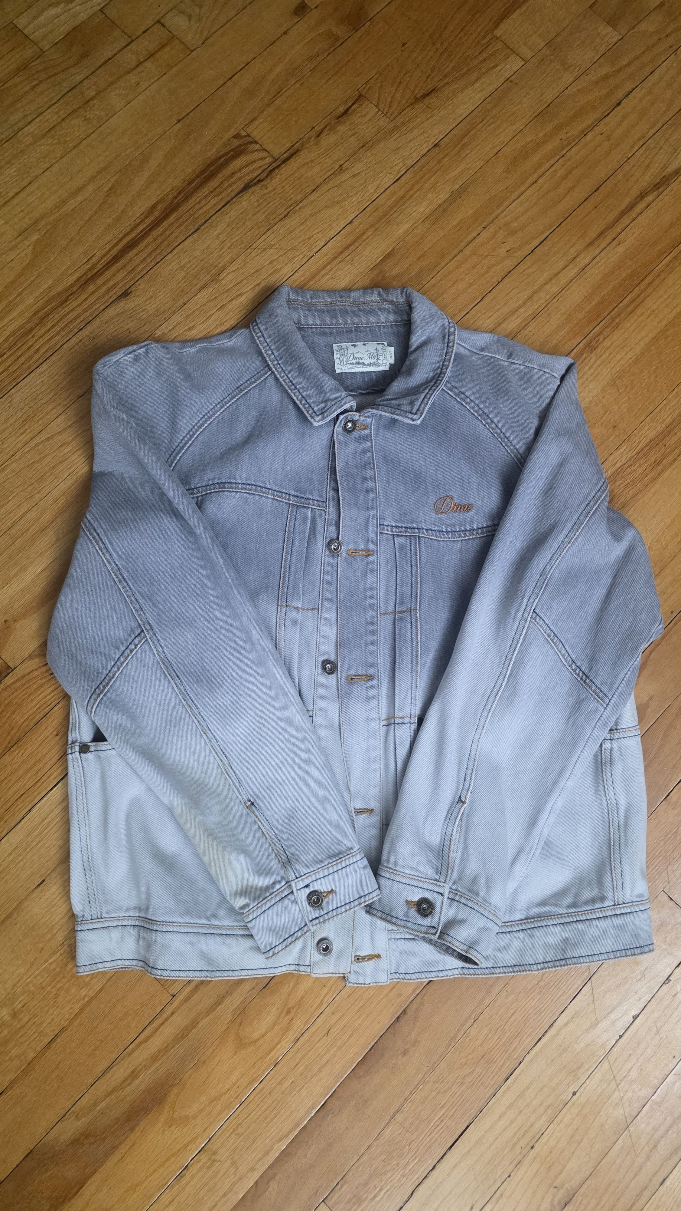 Dime Dime Denim Jacket Dipped Sandblasted Grey Size US XL / EU 56 / 4 - 2 Thumbnail