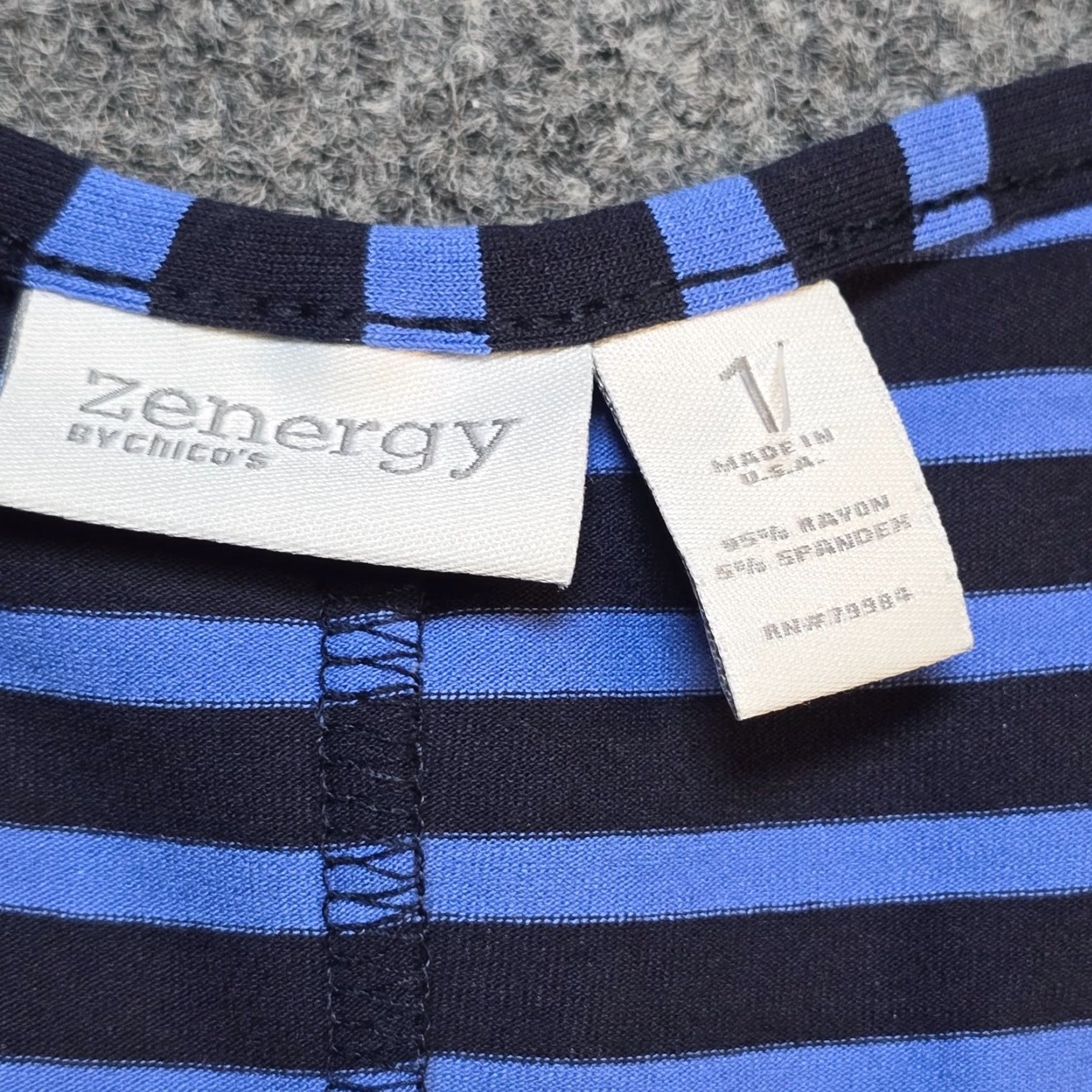 Vintage Chicos Dress Maxi Womens Large Blue Striped Sleeveless Casual Knit Rayon Spandex Size L / US 10 / IT 46 - 3 Thumbnail