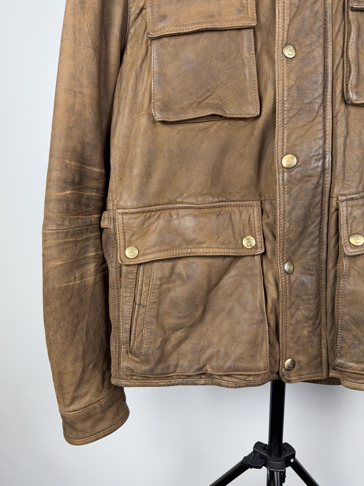 Massimo Dutti Vintage 90s Massimo Dutti Brown Leather Moto Western Jacket Size US L / EU 52-54 / 3 - 3 Thumbnail