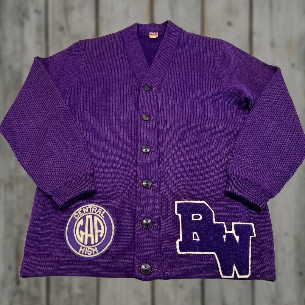 Vintage VINTAGE Red Wing High School Letterman Sweater Purple Selson Sportswear Minn Shirt Adult M Purple Letterman 1950s Mens Size US M / EU 48-50 / 2 - 1 Thumbnail