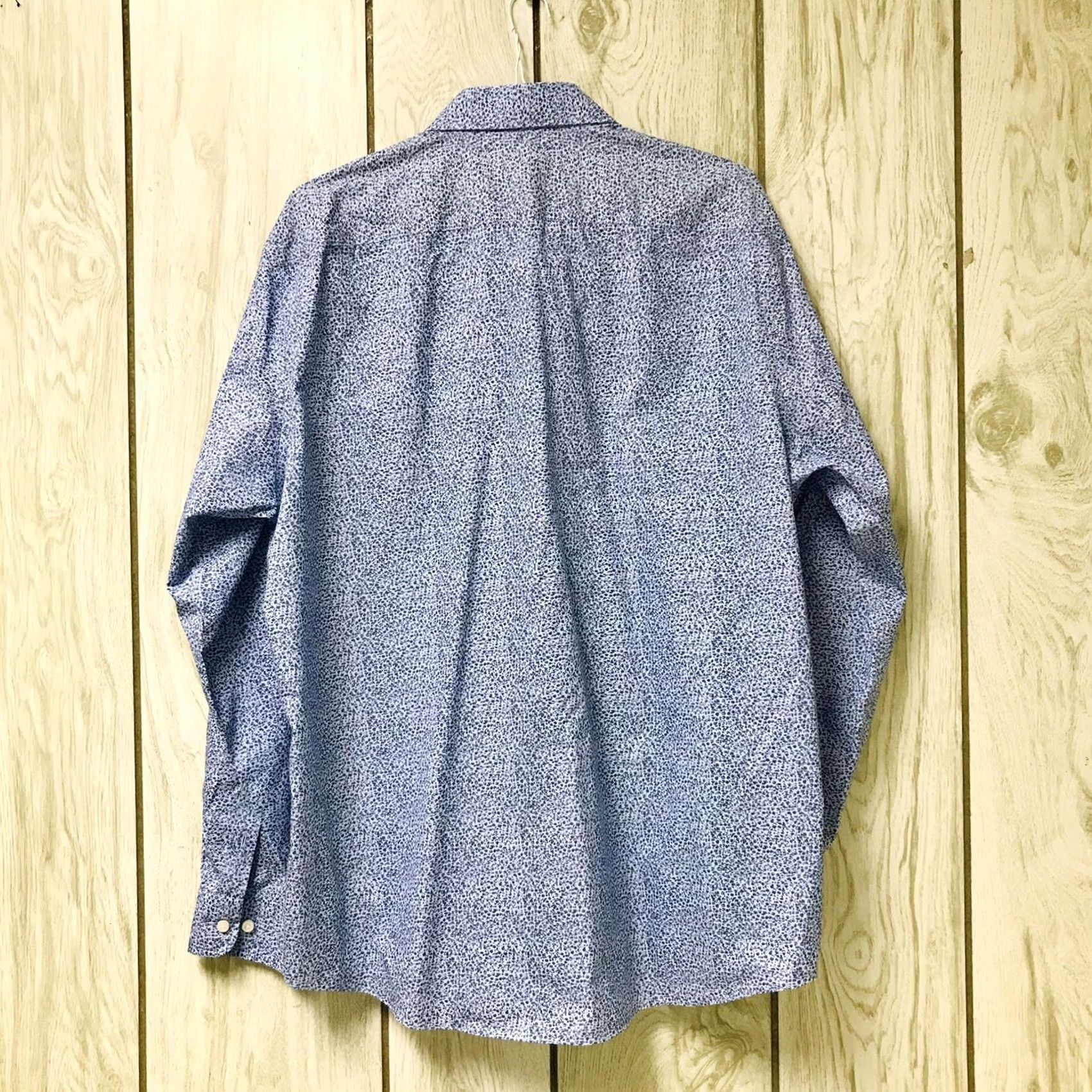 Egara VINTAGE? Egara Men Blue Floral Big & Tall Non-Iron Button Up Long Sleeve Dress Shirt 2XLT Size 48R - 2 Thumbnail
