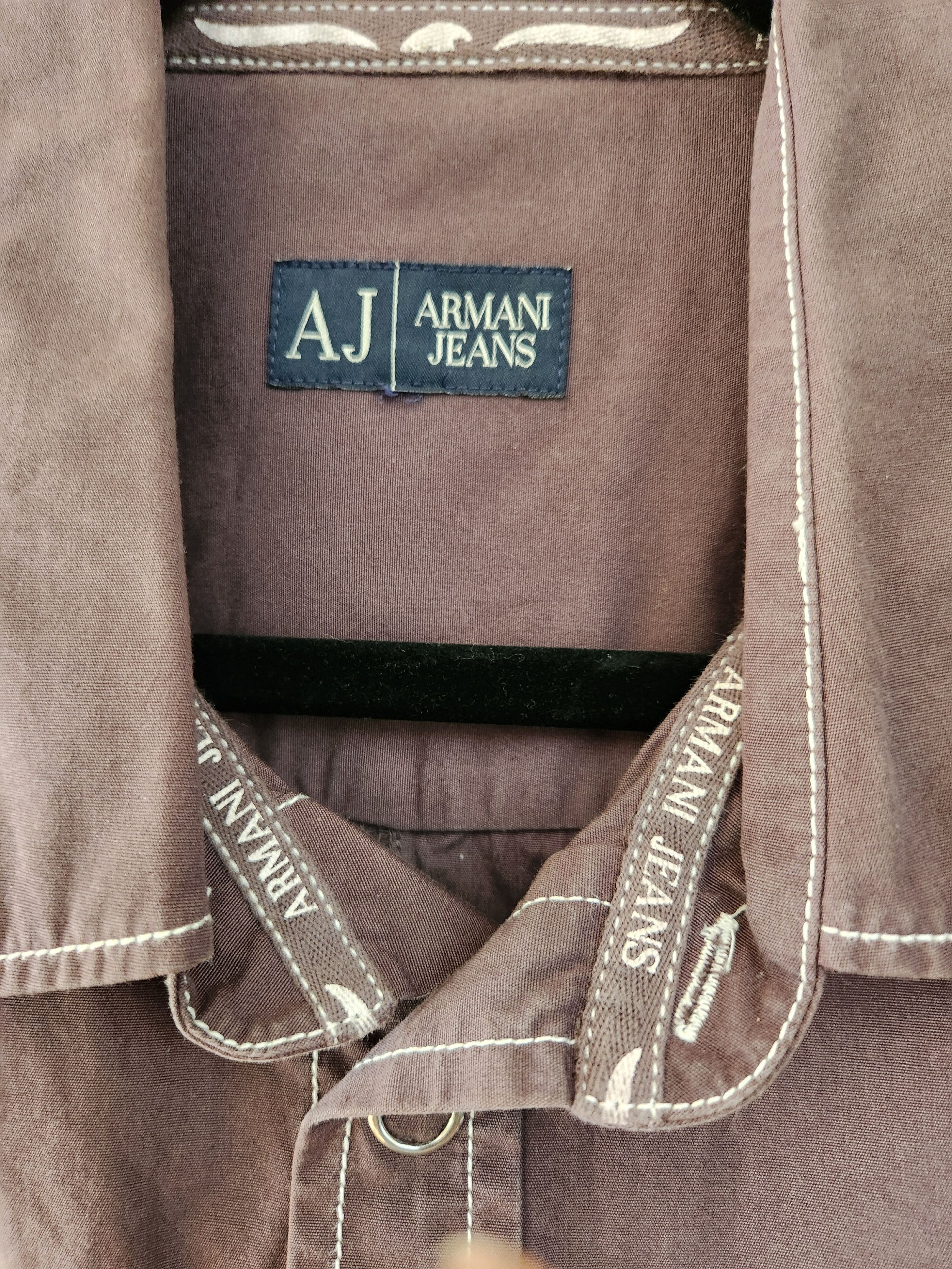 Armani 100% Cotton Brown Long Sleeve Shirt Size US M / EU 48-50 / 2 - 3 Thumbnail