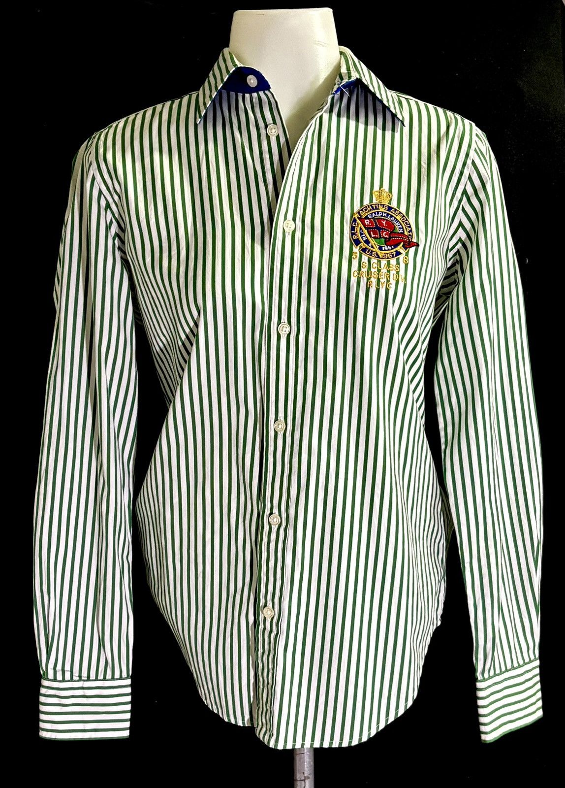 Ralph Lauren Ralph Lauren green stripe crested shirt Size XS / US 0-2 / IT 36-38 - 1 Thumbnail