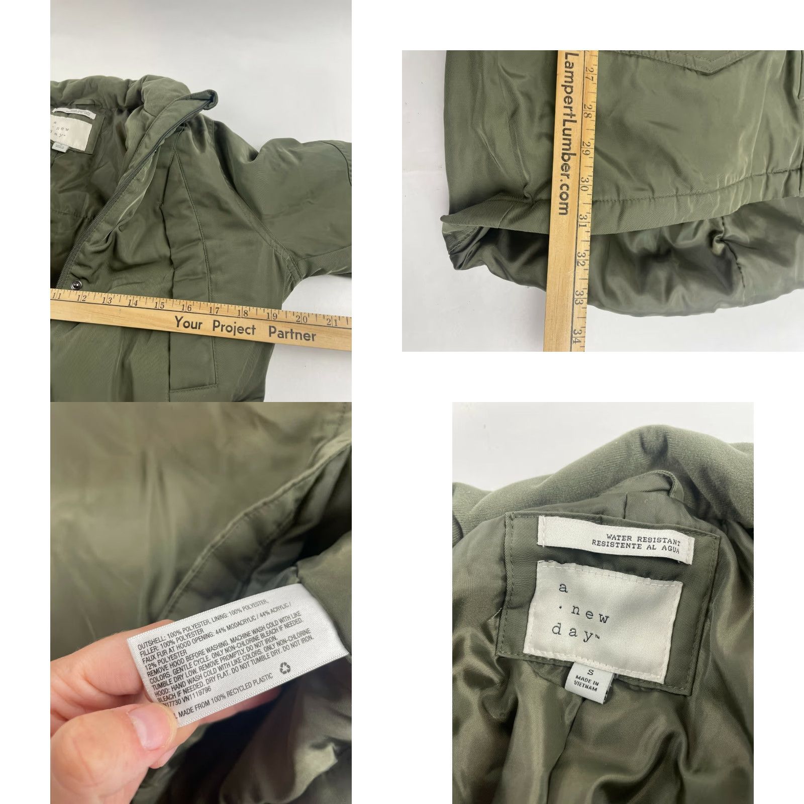Vintage A New Day Jacket Women’s Small Military Green Warm Winter Water Resistant Puffer Jacket Outdoor Travel Breathable Long Coat Womens Size S / US 4 / IT 40 - 8 Thumbnail