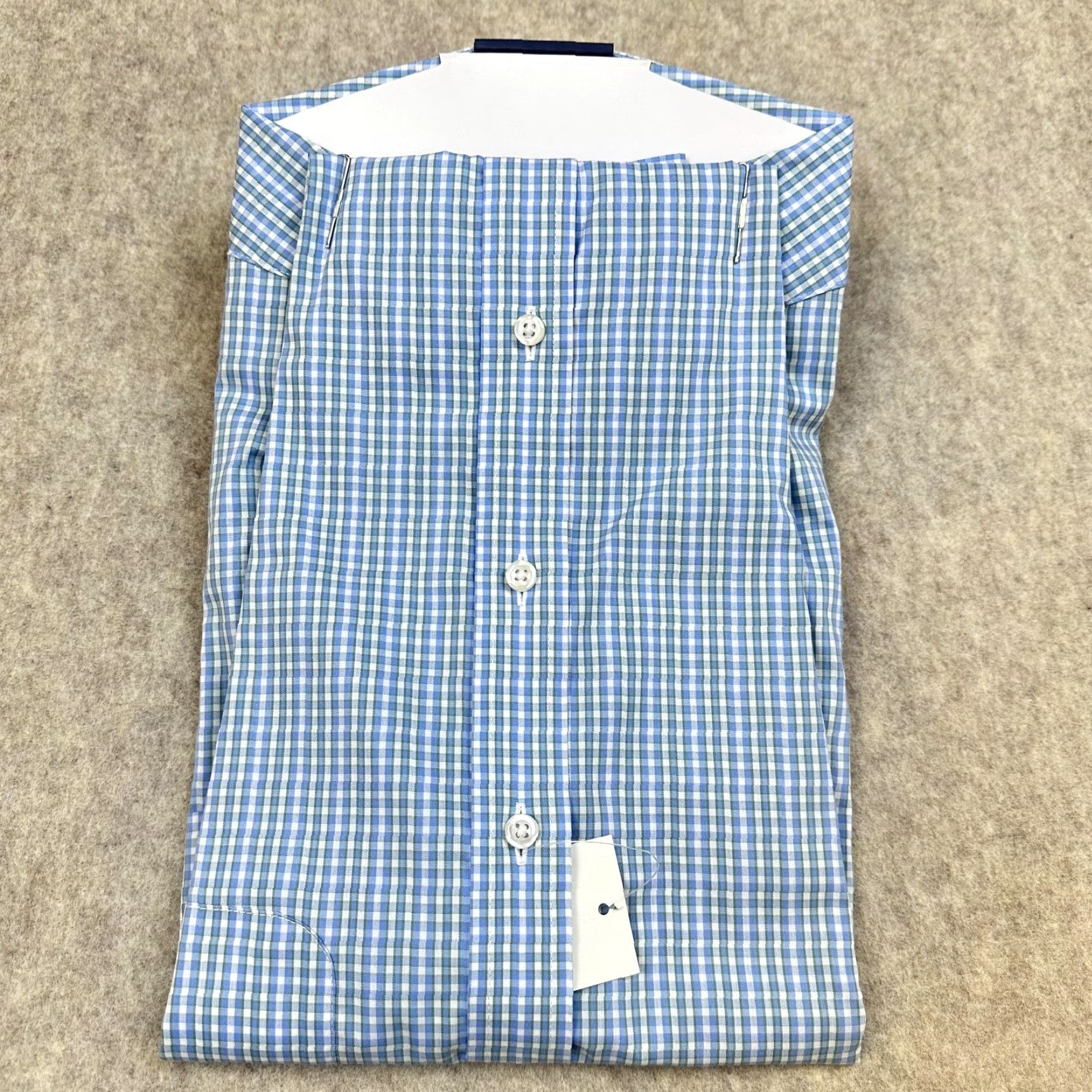 Stafford Stafford Mens Small Shirt Regular Fit Blue Green Gingham Cotton Blend Polyester Spandex Dress Long Sleeve Size US S / EU 44-46 / 1 - 7 Thumbnail