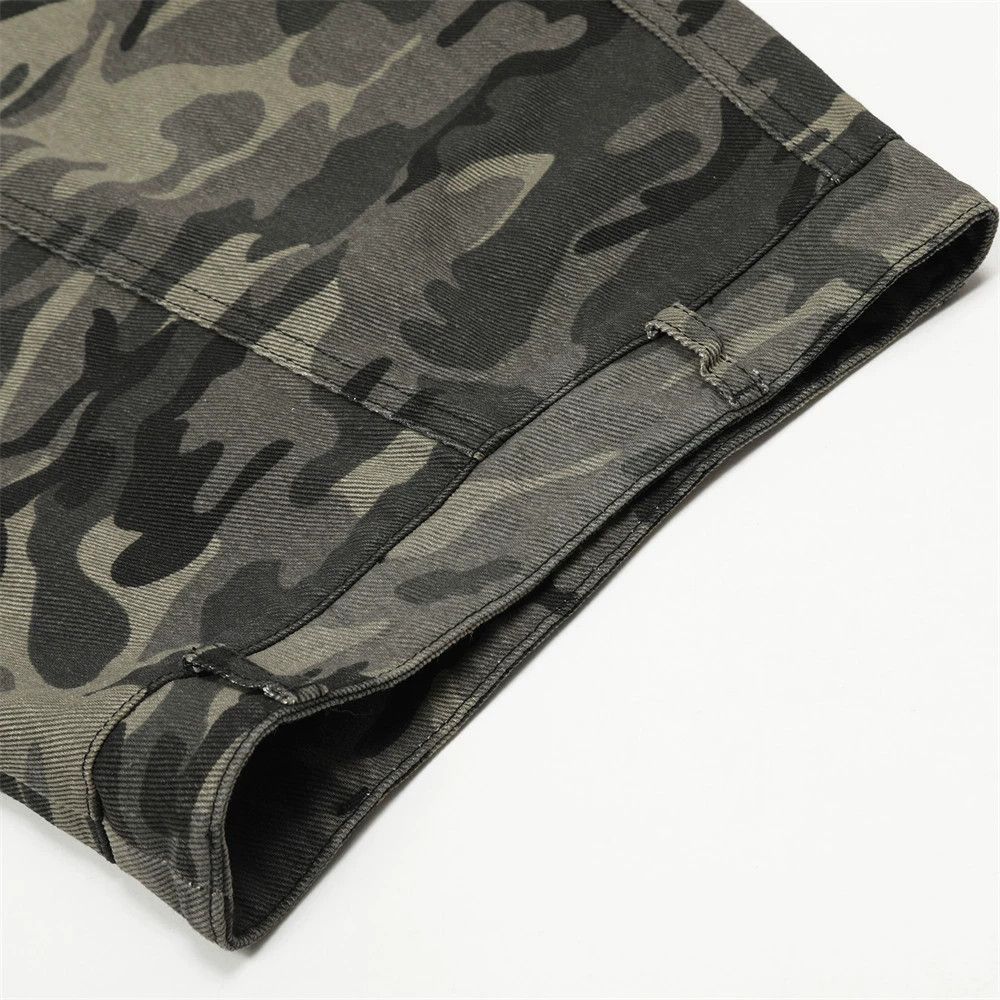 Men's loose wide-leg cargo camouflage machete jeans