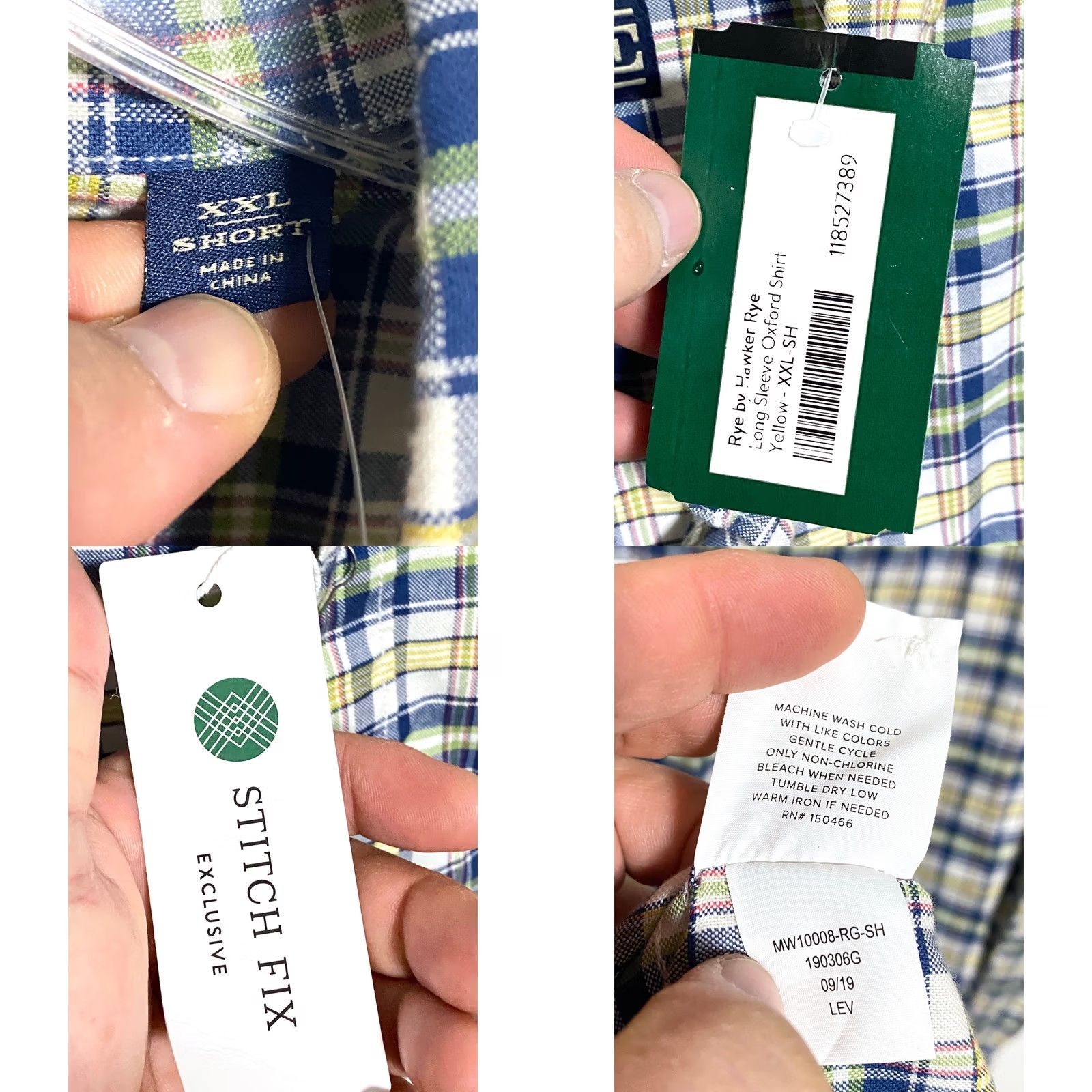 Vintage VINTAGE Rye Button Down Oxford Blue Plaid Shirt Mens 2XL Short Preppy Office Classic NWT Size US XXL / EU 58 / 5 - 8 Thumbnail