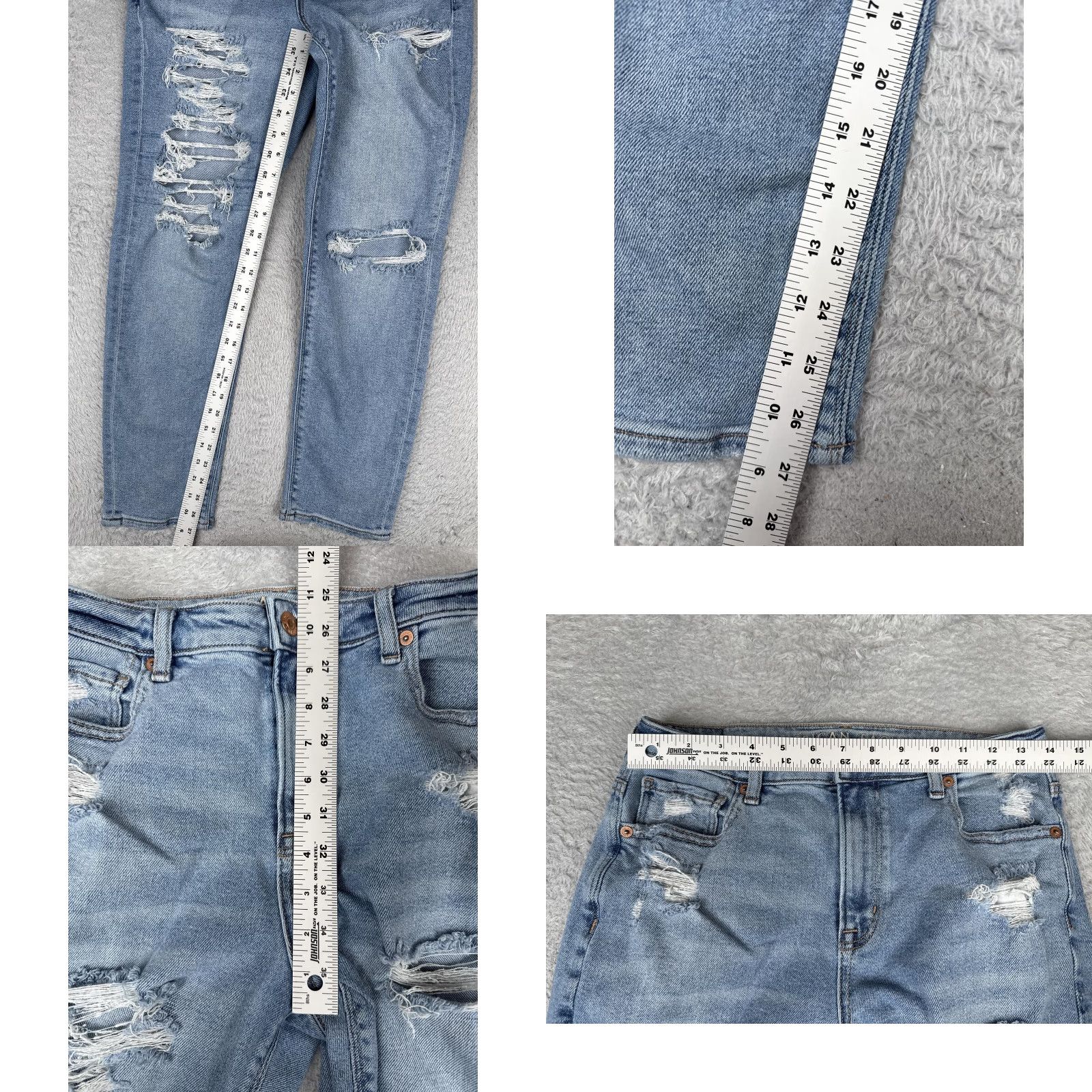 American Eagle Outfitters American Eagle Jeans Womens 4 Blue Distressed High Rise Straight Stretch Denim Jeans Modern 90s Womens Size 27" / US 4 / IT 40 - 8 Thumbnail