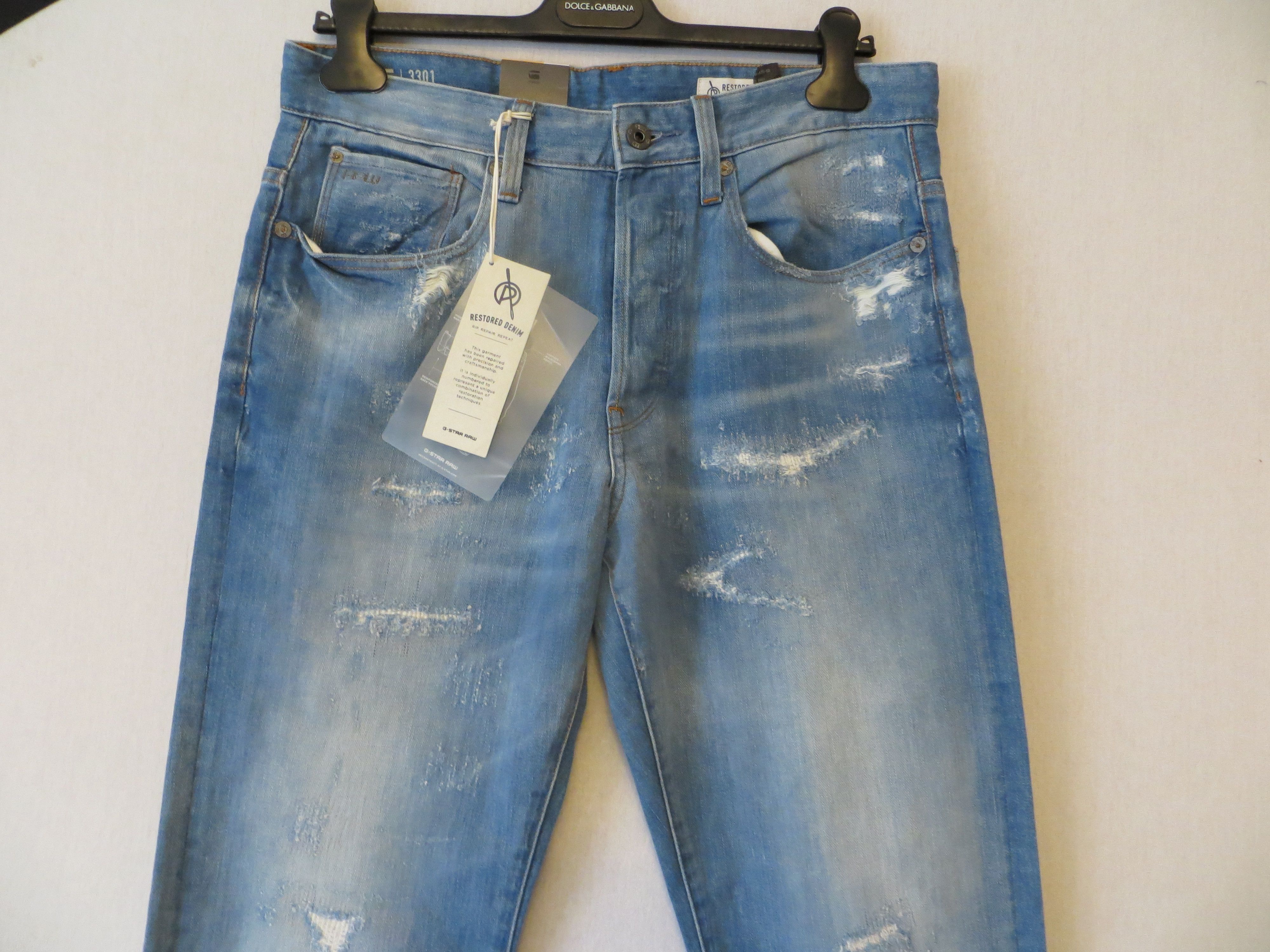 G-Star 3301 TAPERED LT AGED RESTORED 3 JEANS 31 X 34 Size US 31 - 2 Thumbnail
