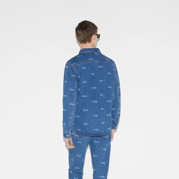 Gucci o1loc1c0226 792629 Denim Shirt With Lasered Gucci Detail Size US XS / EU 42 / 0 - 4 Thumbnail