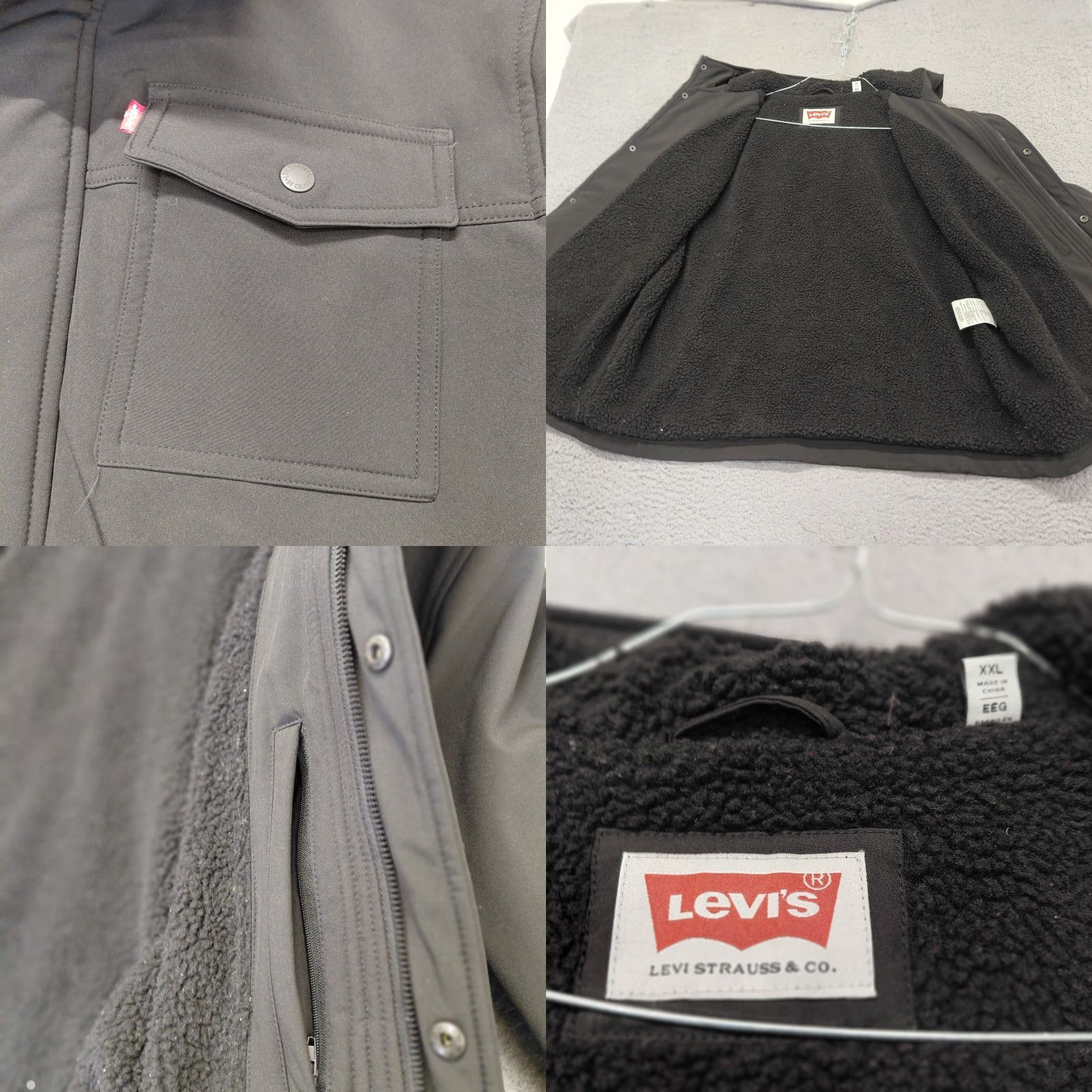 Levi's Levi's Jacket Mens XXL Black Hooded Sherpa Lined Trucker Full Zip Snap Softshell Size US XXL / EU 58 / 5 - 8 Thumbnail