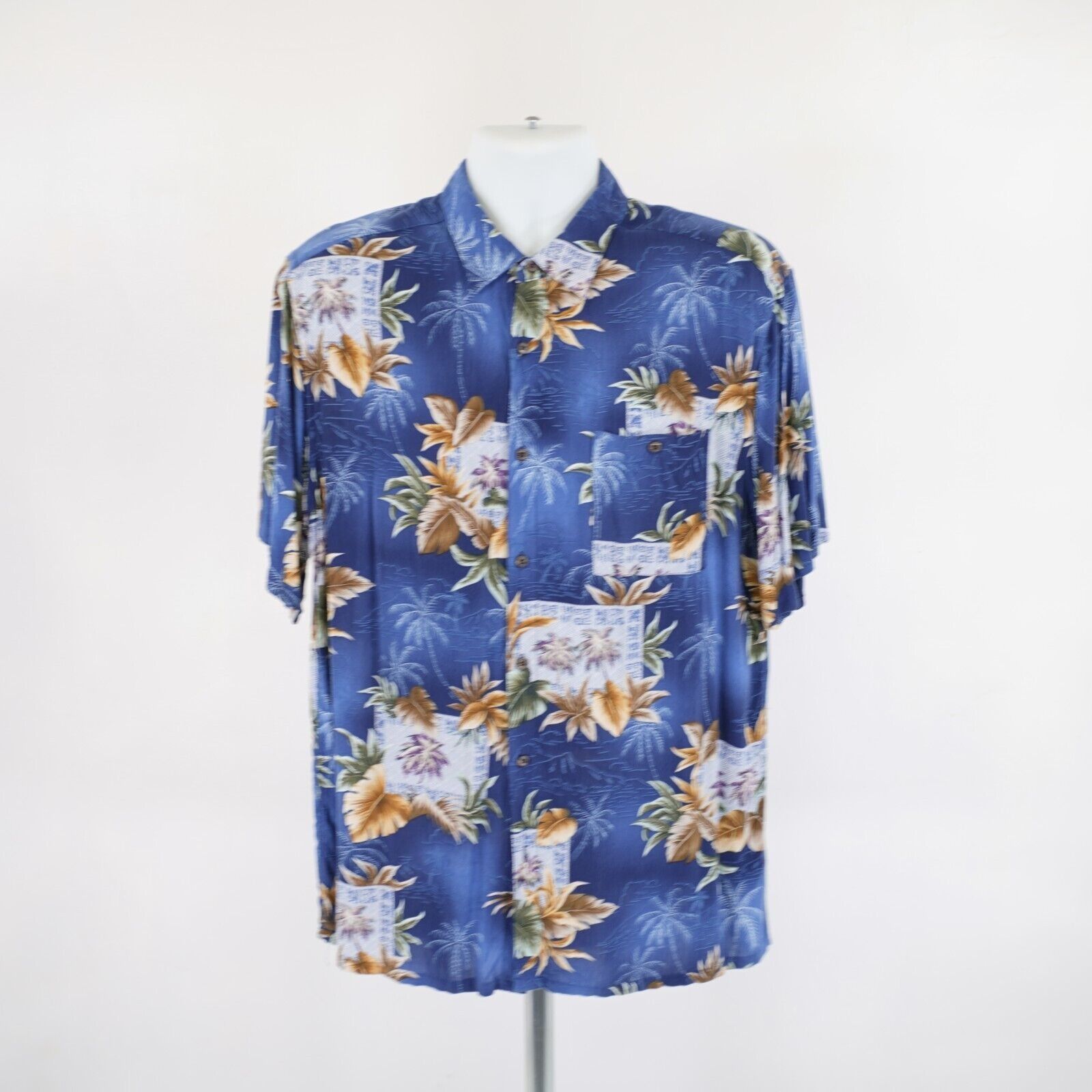 Campia Moda Campia Large Rayon Blue Floral Short Sleeve Hawaiian Collare Size US L / EU 52-54 / 3 - 4 Thumbnail