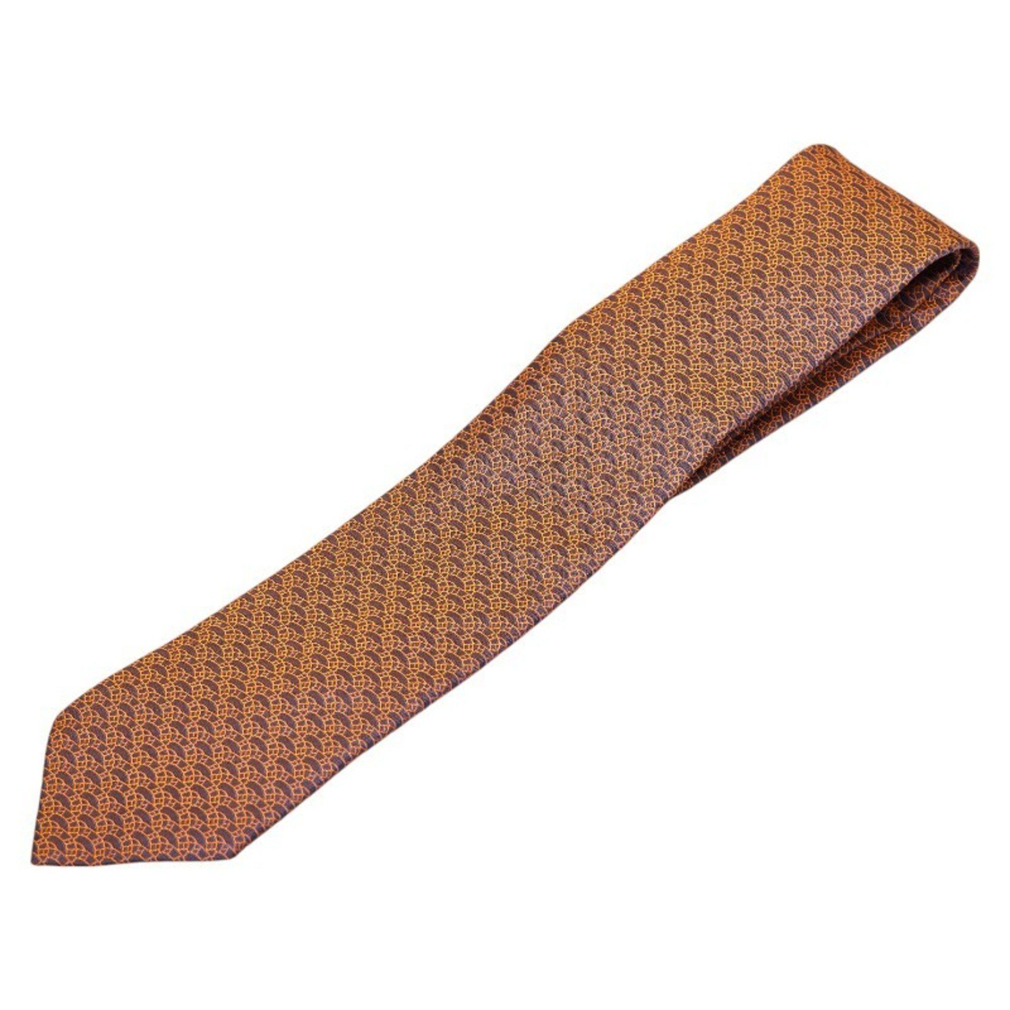 Hermes Hermes tie black orange silk men's HERMES Size ONE SIZE - 1 Thumbnail